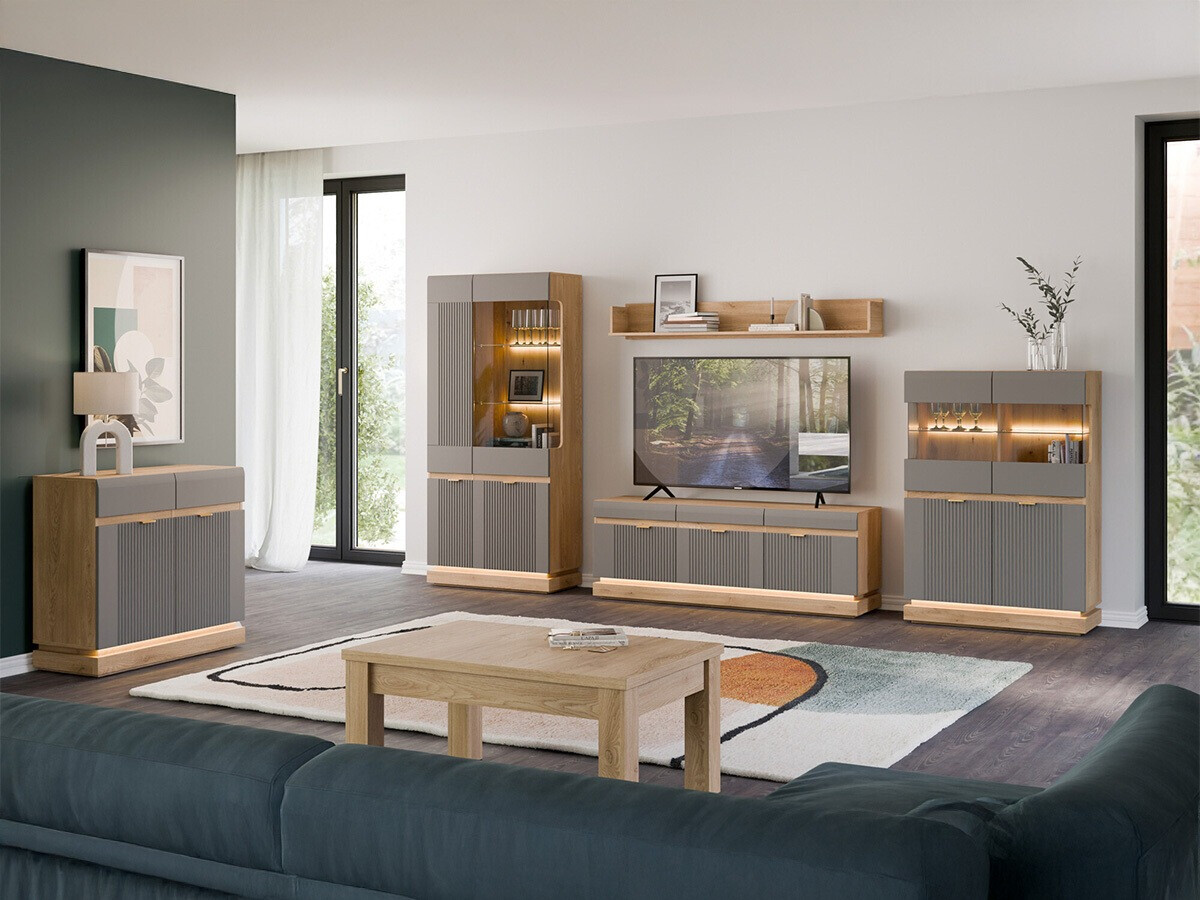 Komoda Teselbu 102 (Pilka + Ąžuolas)