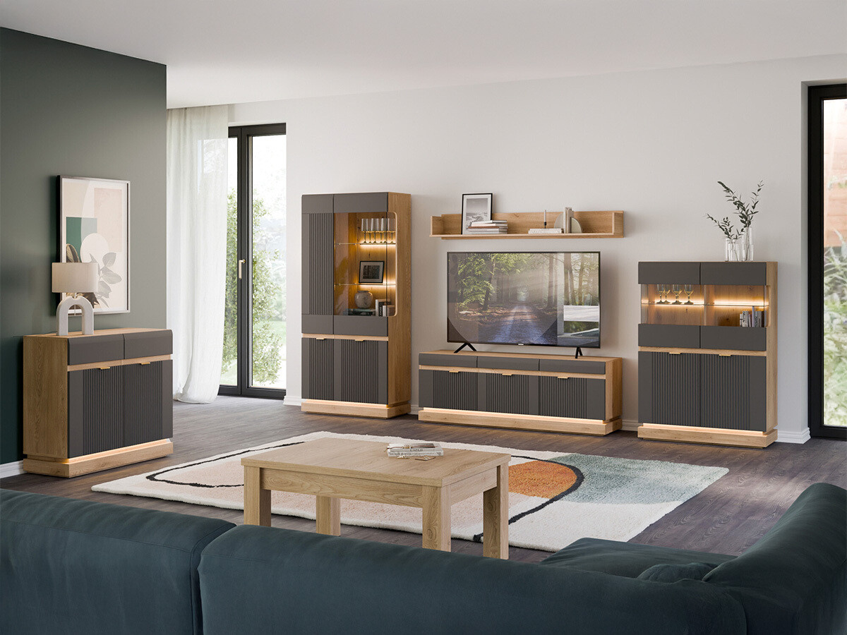 TV staliukas Teselbu 100 (Antracitas + Torro ąžuolas)