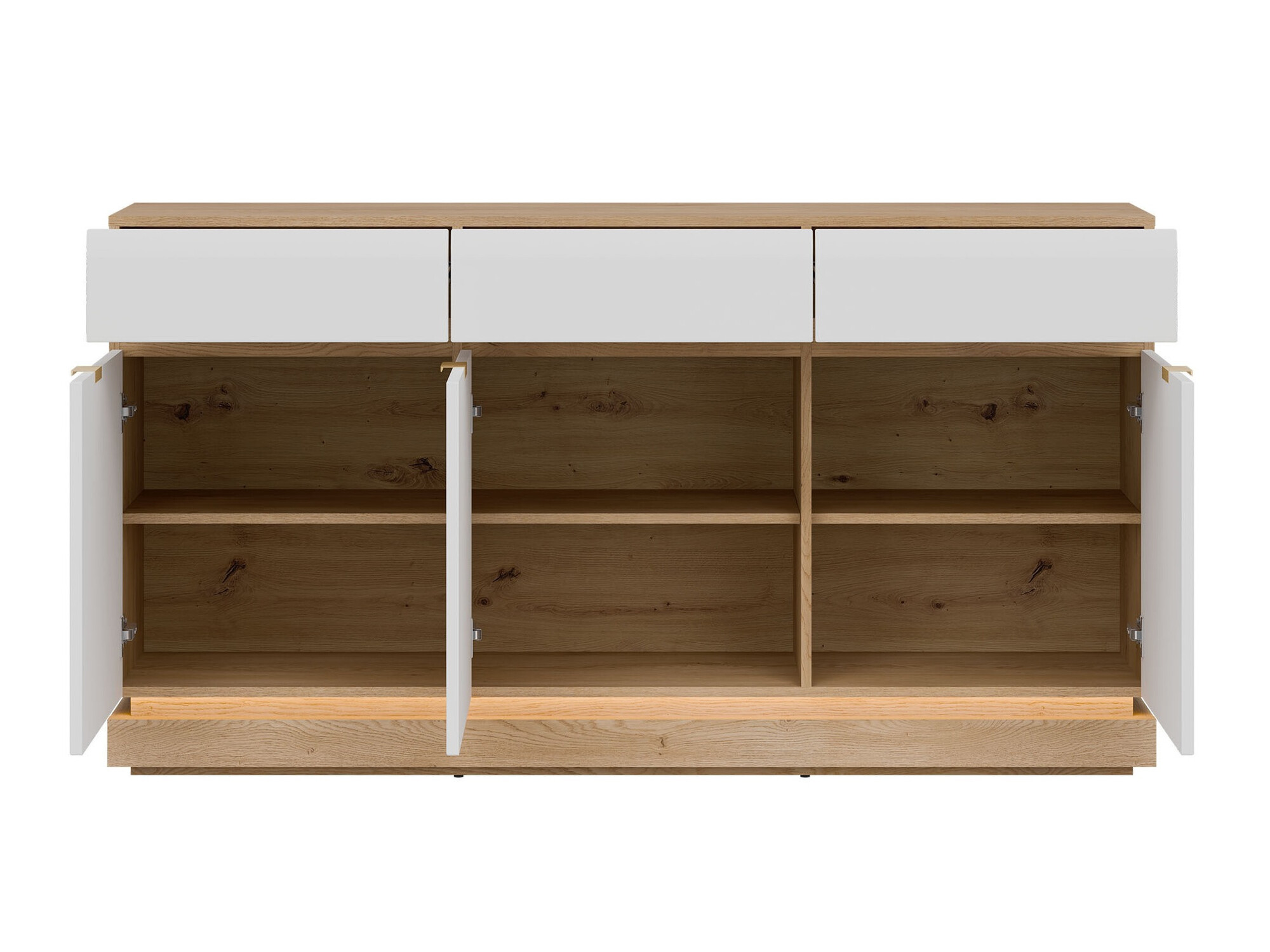 Komoda Teselbu 104 (Balta + Ąžuolas)