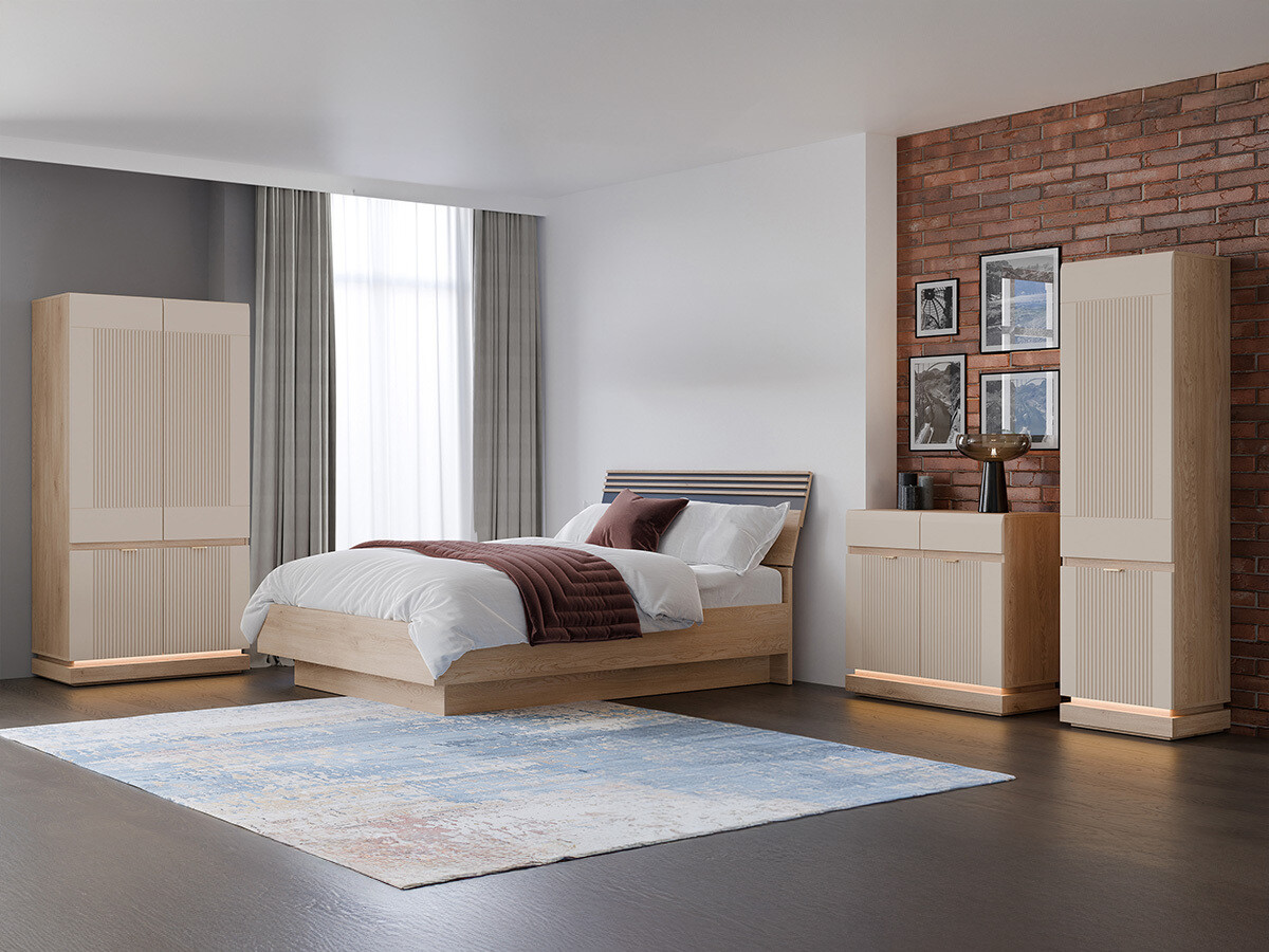 Miegamojo komplektas Teselbu 117 (Kašmyras + Ąžuolas)