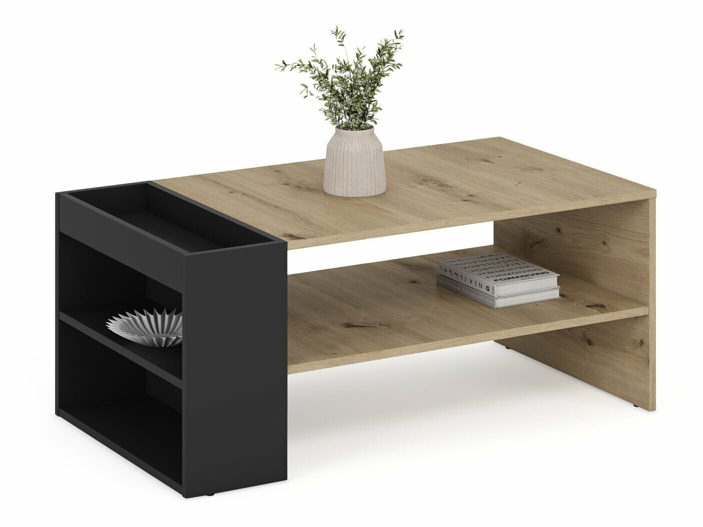 Žurnalinis staliukas Houston 1946 (Juoda + Artisan ąžuolas)