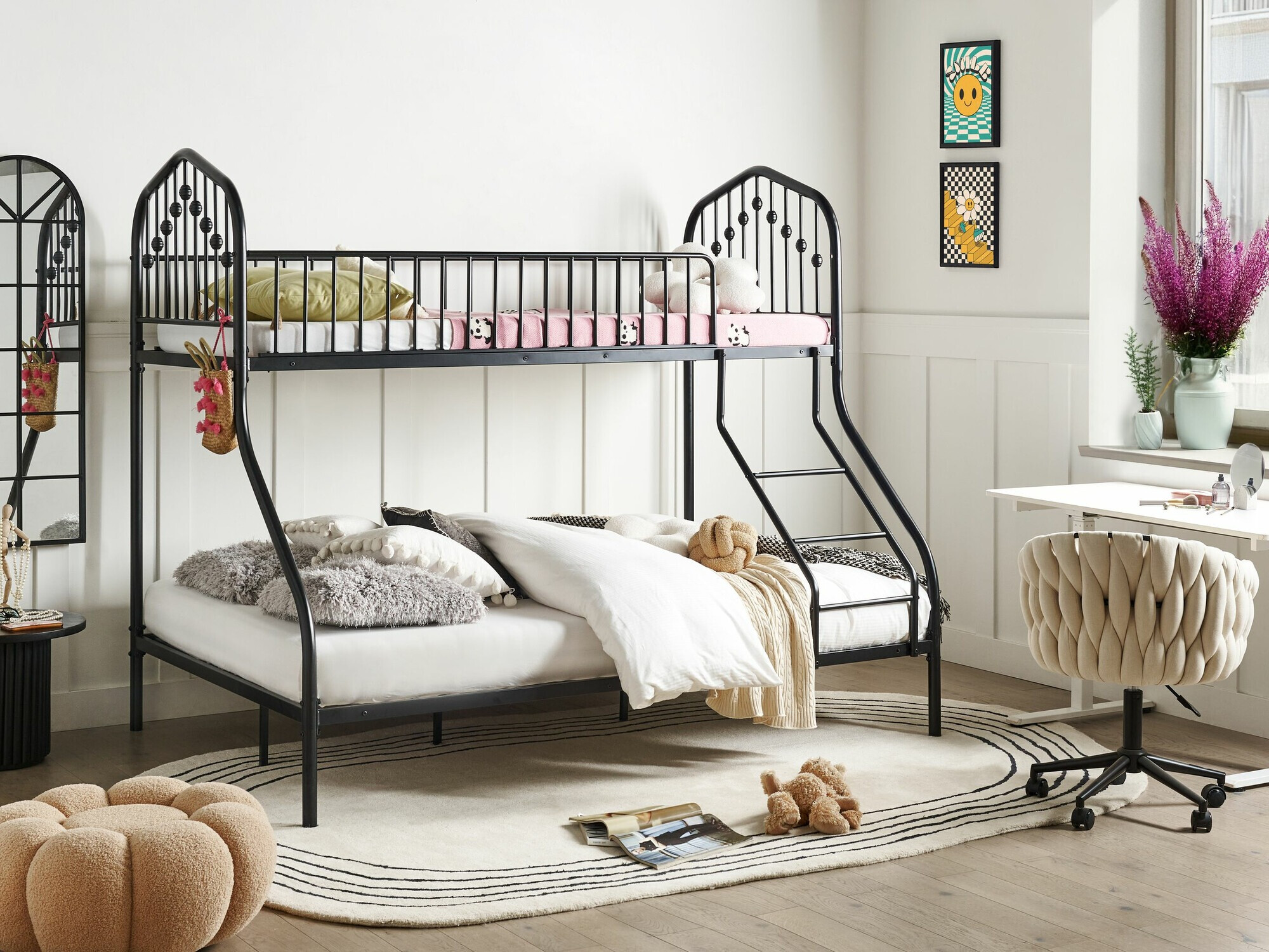 Dviaukštė lova Berwyn 2633 (Juoda)