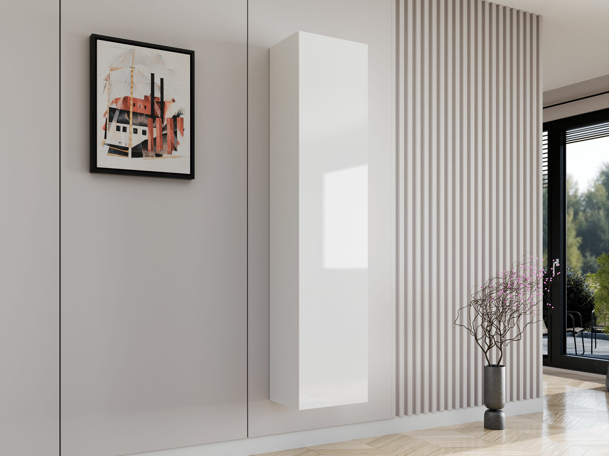 Pakabinama lentyna Vilrin II (Balta + Blizgi balta)