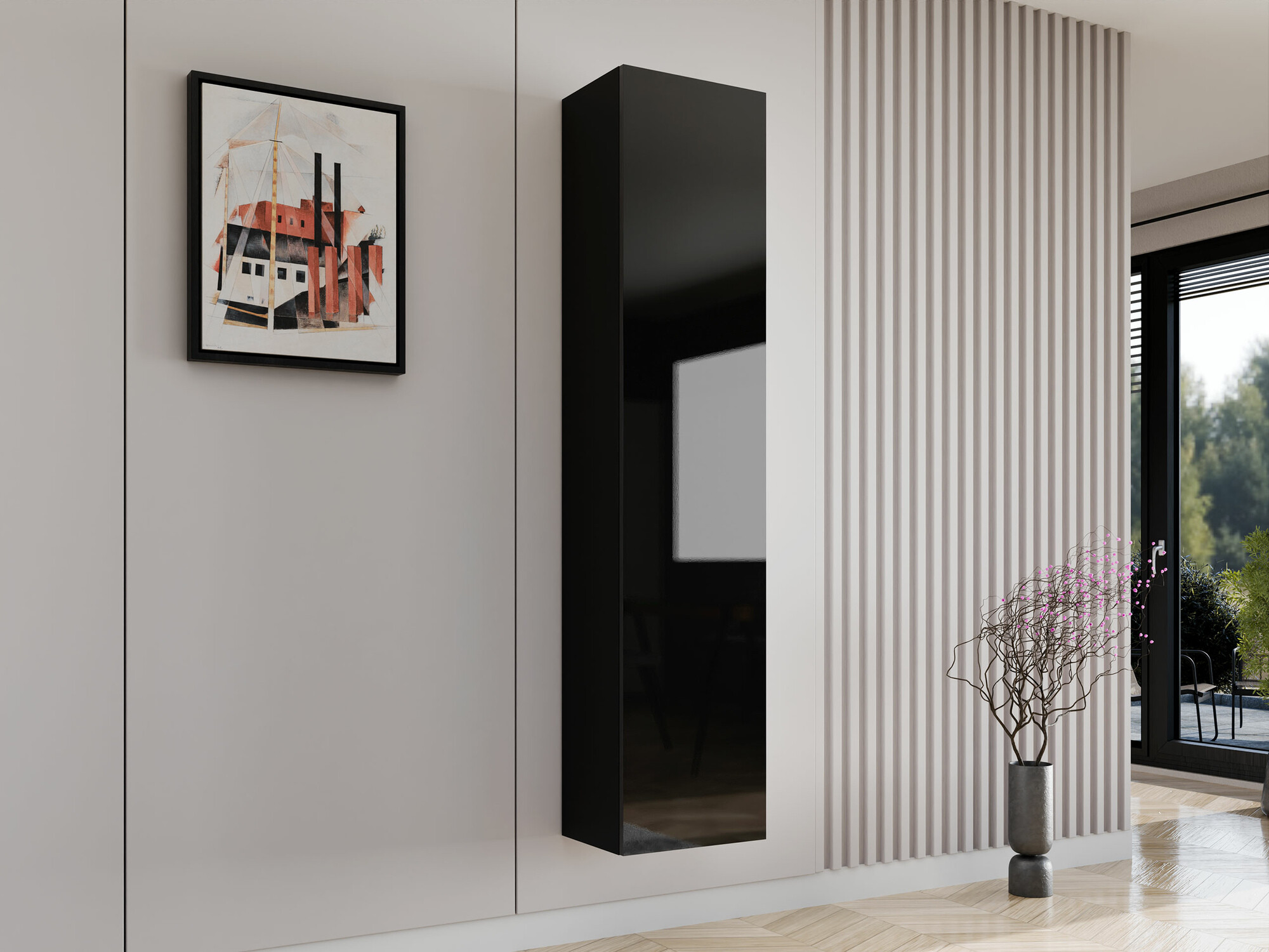 Pakabinama lentyna Vilrin II (Juoda + Blizgi juoda)