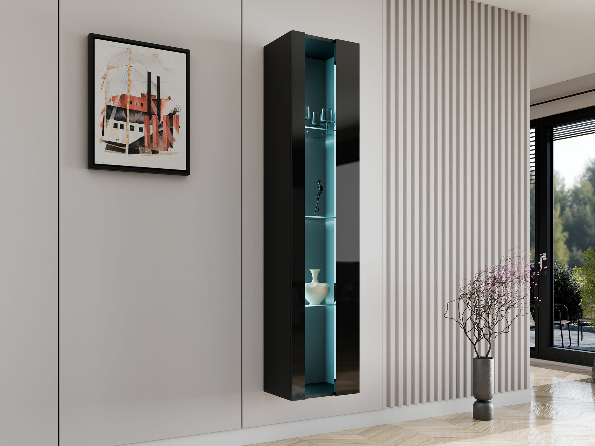 Pakabinama lentyna Vilrin V (Juoda + Blizgi juoda)