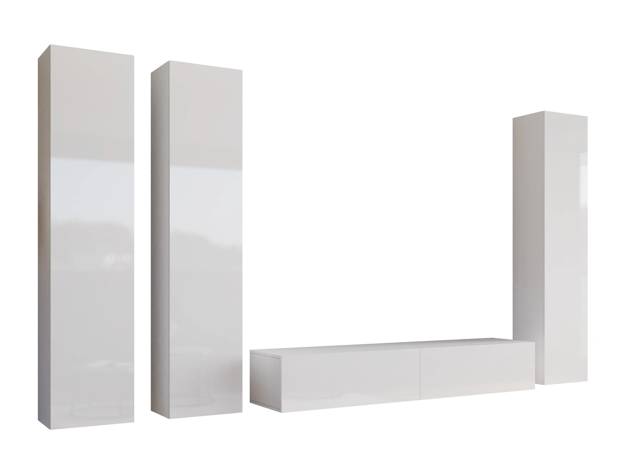 Svetainės komplektas Vilrin (Balta + Blizgi balta)