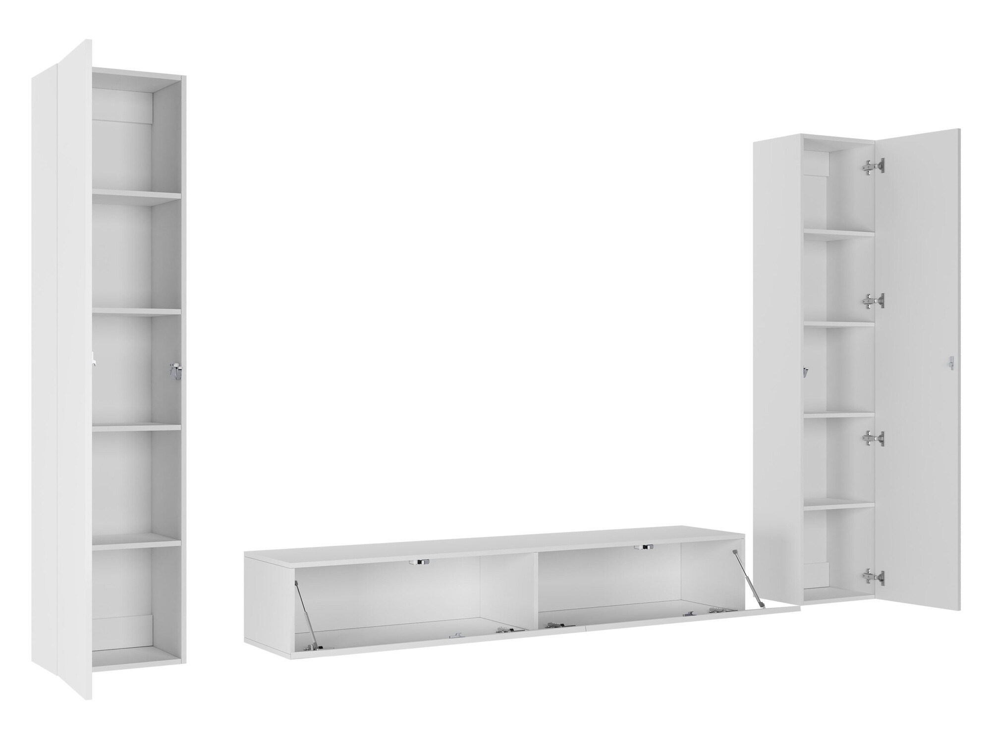 Svetainės komplektas Vilrin II (Balta + Blizgi balta)