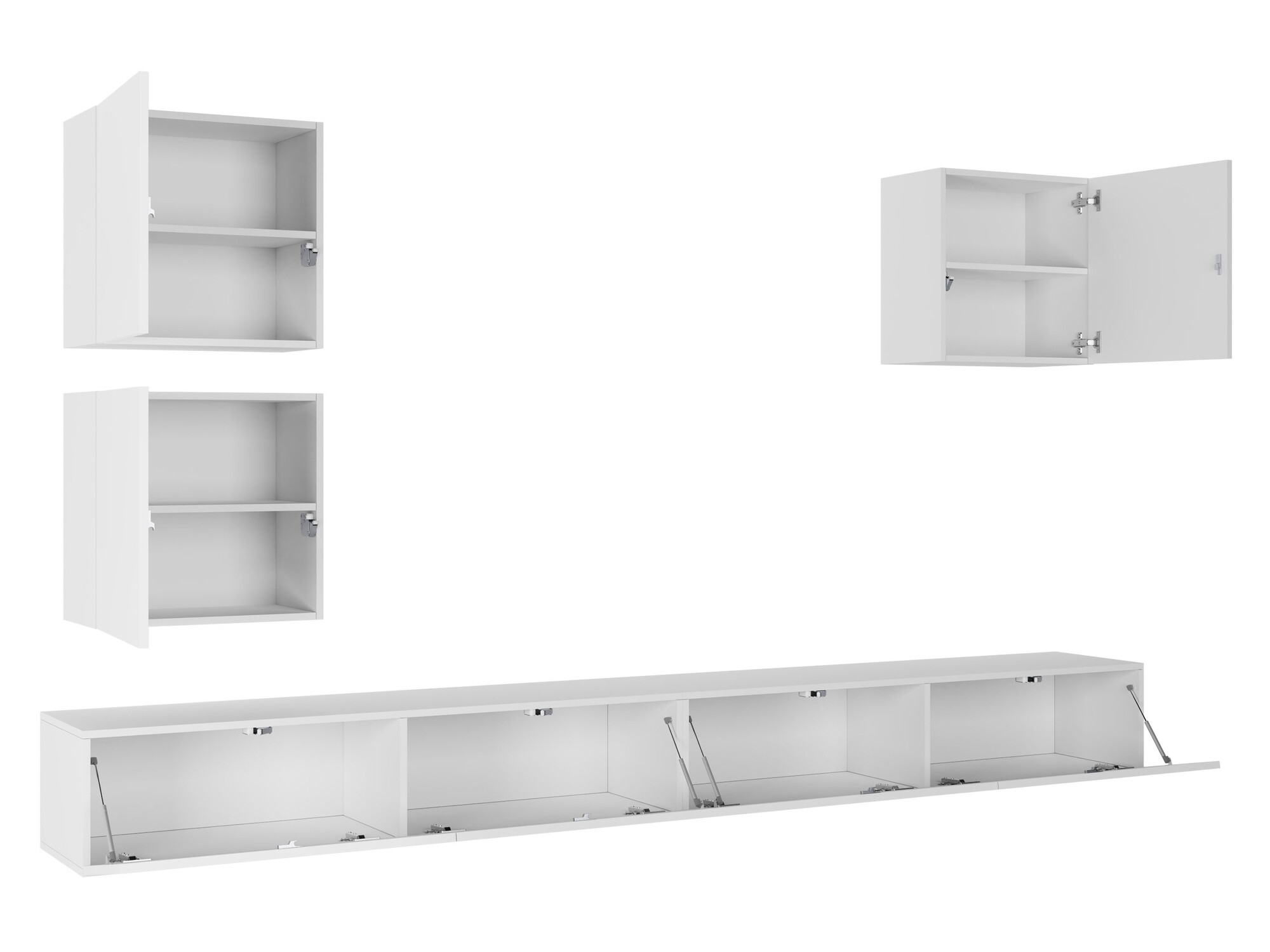 Svetainės komplektas Vilrin III (Balta + Blizgi balta)