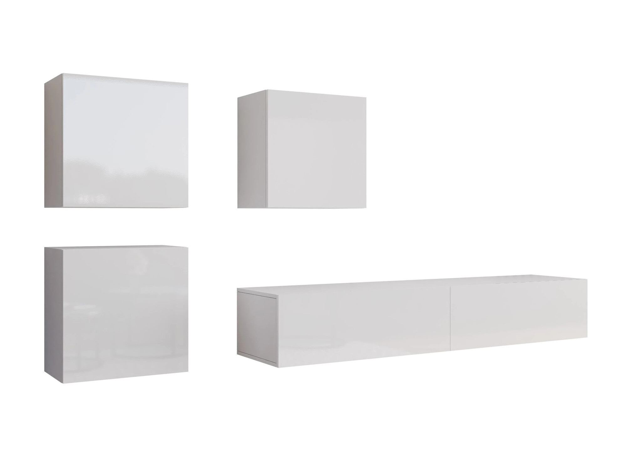 Svetainės komplektas Vilrin IV (Balta + Blizgi balta)