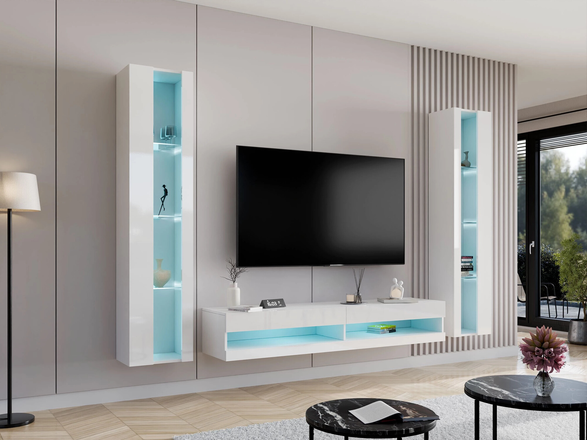 TV staliukas Venenou 120 (Balta + Blizgi balta)