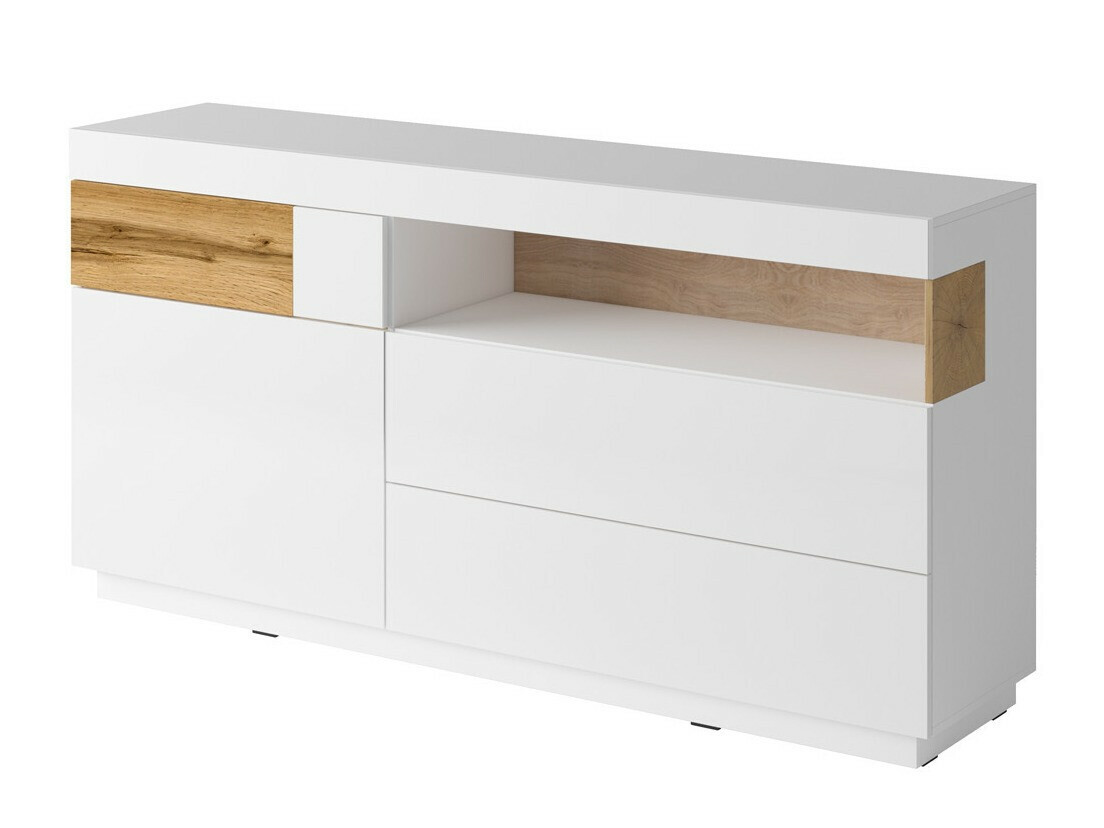 Komoda Livlore 107 (Balta + Blizgi balta + Votan ąžuolas)