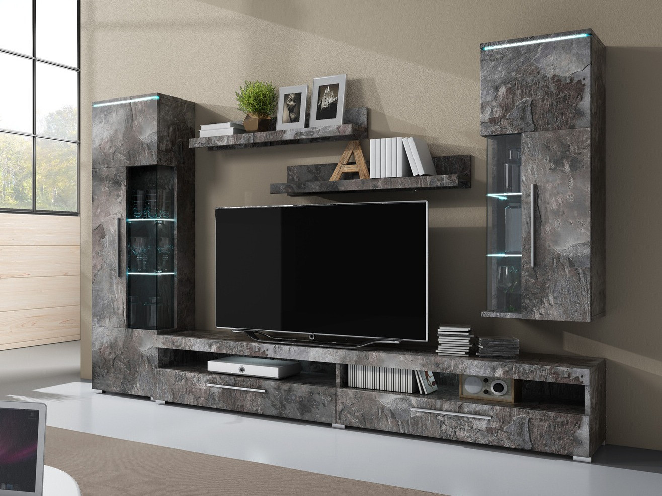 Svetainės komplektas Torvire 108 (Tamsus betonas)