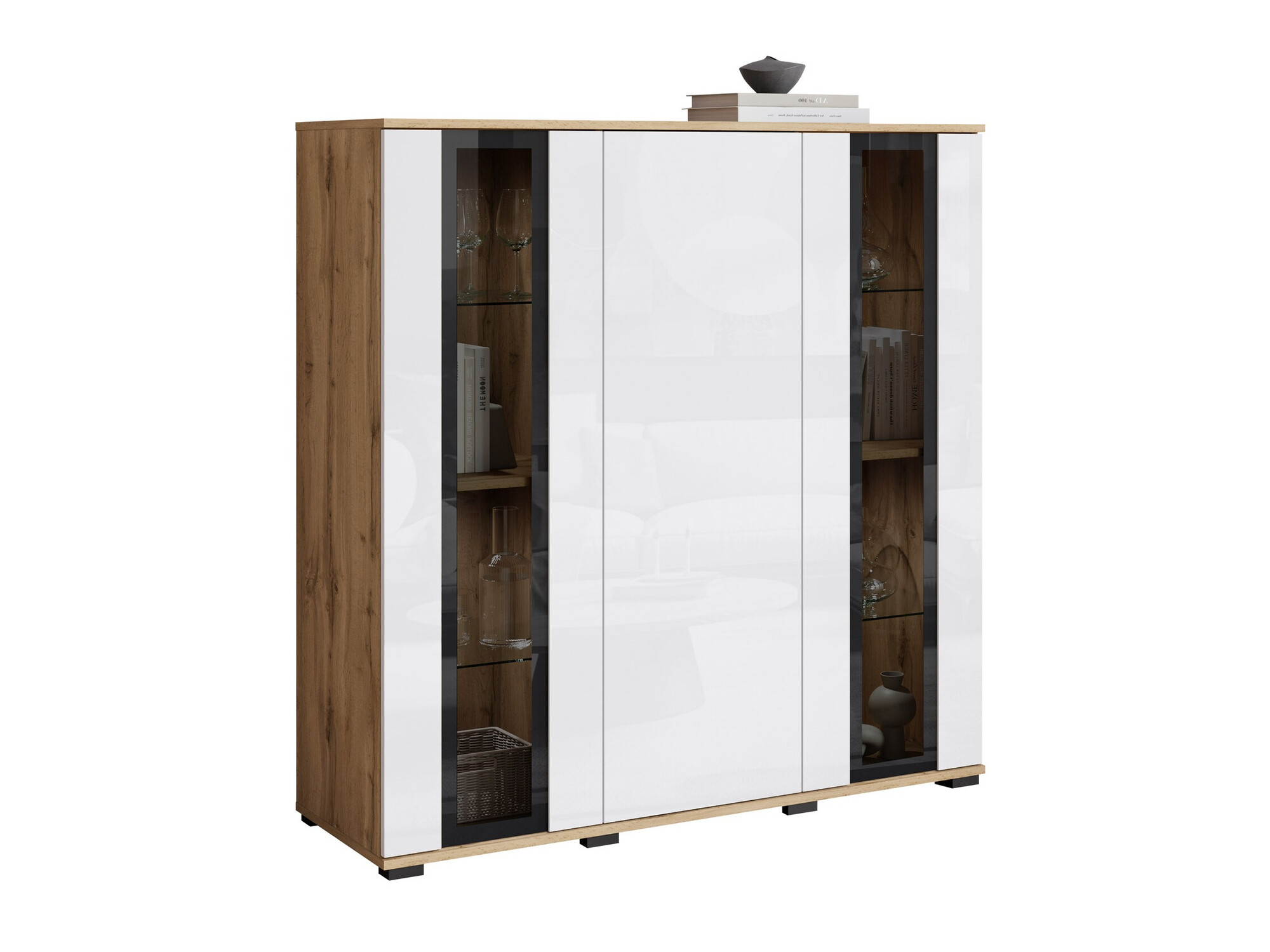 Spintelė Torcame 100 (Votan ąžuolas + Blizgi balta)