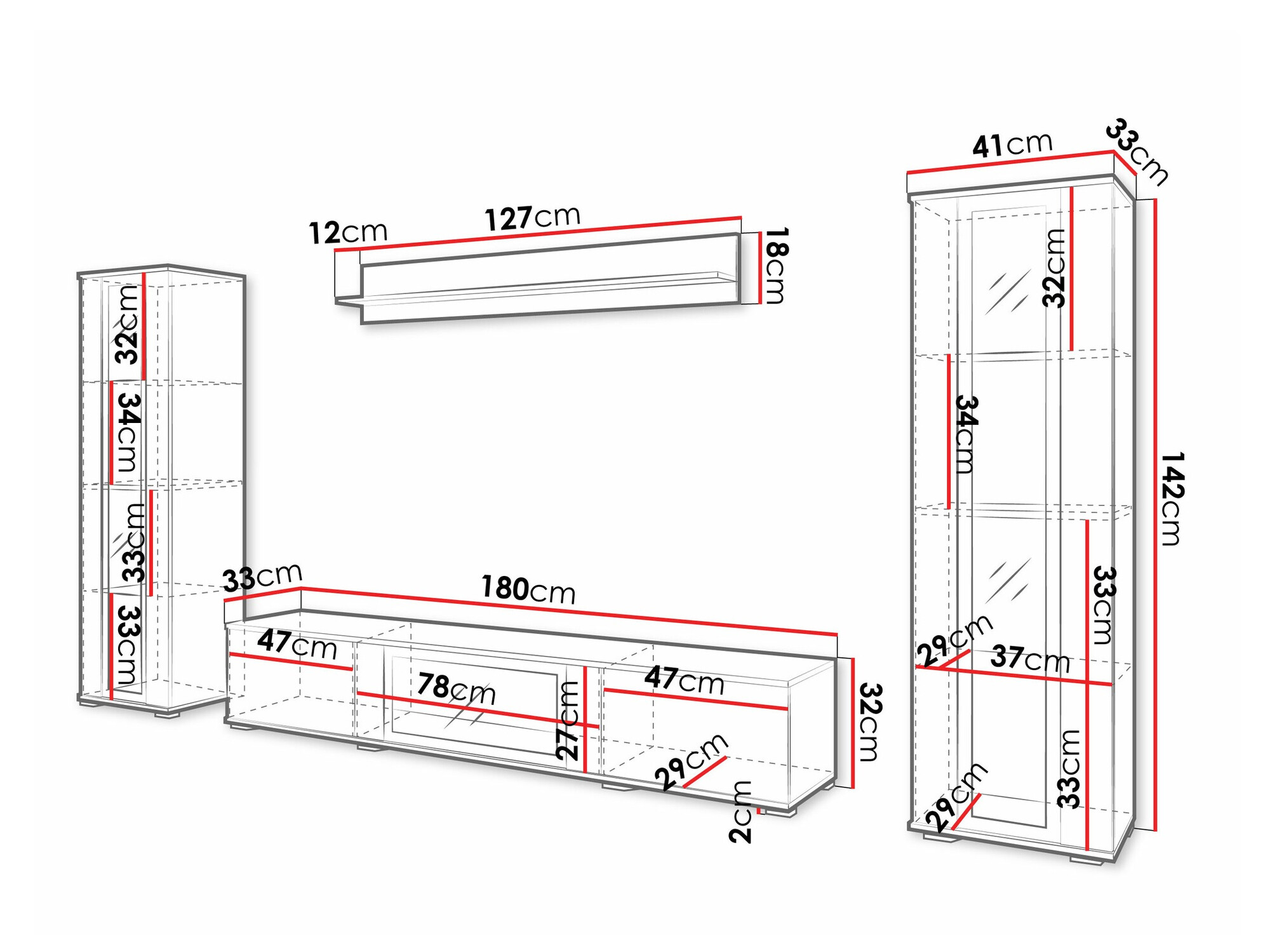 Svetainės komplektas Torcame 103 (Balta + Blizgi balta)