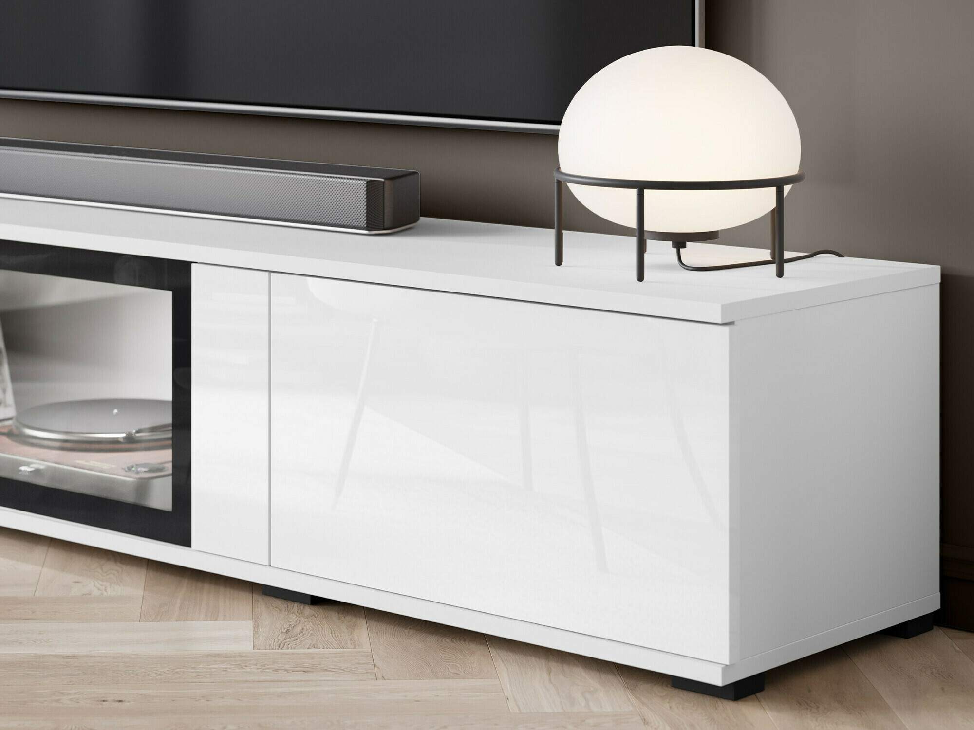 Svetainės komplektas Torcame 103 (Balta + Blizgi balta)