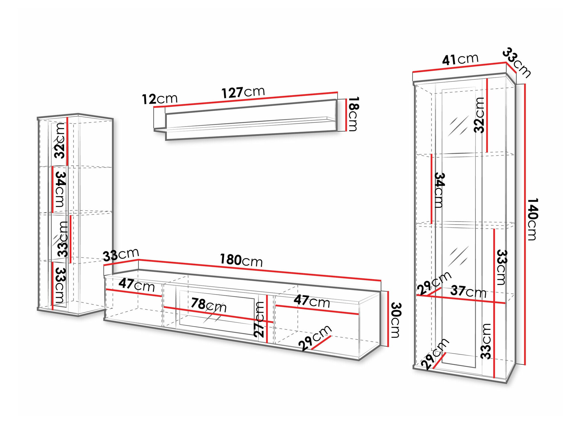 Svetainės komplektas Torcame 103 (Balta + Blizgi balta)