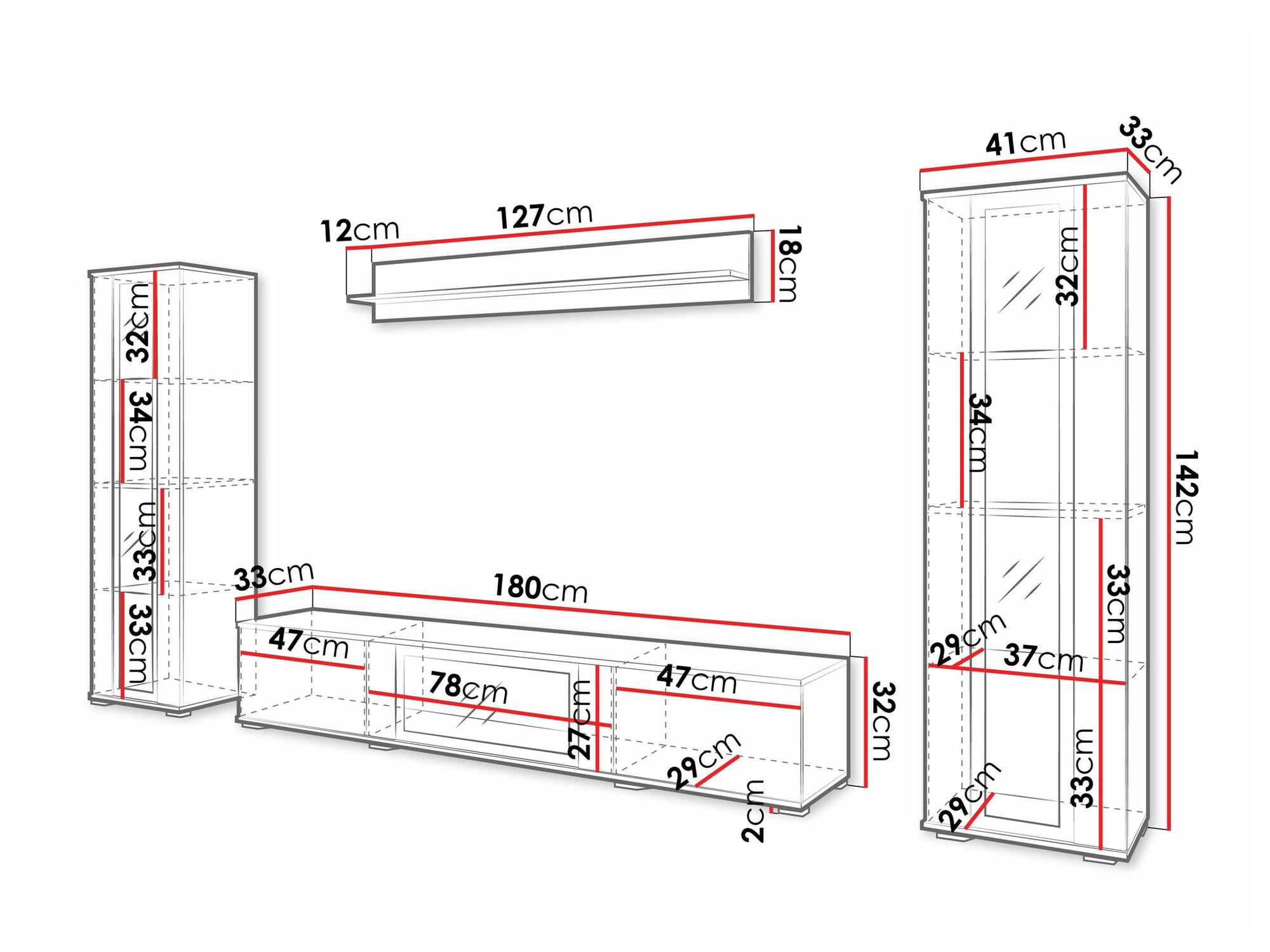 Svetainės komplektas Torcame 103 (Juoda)