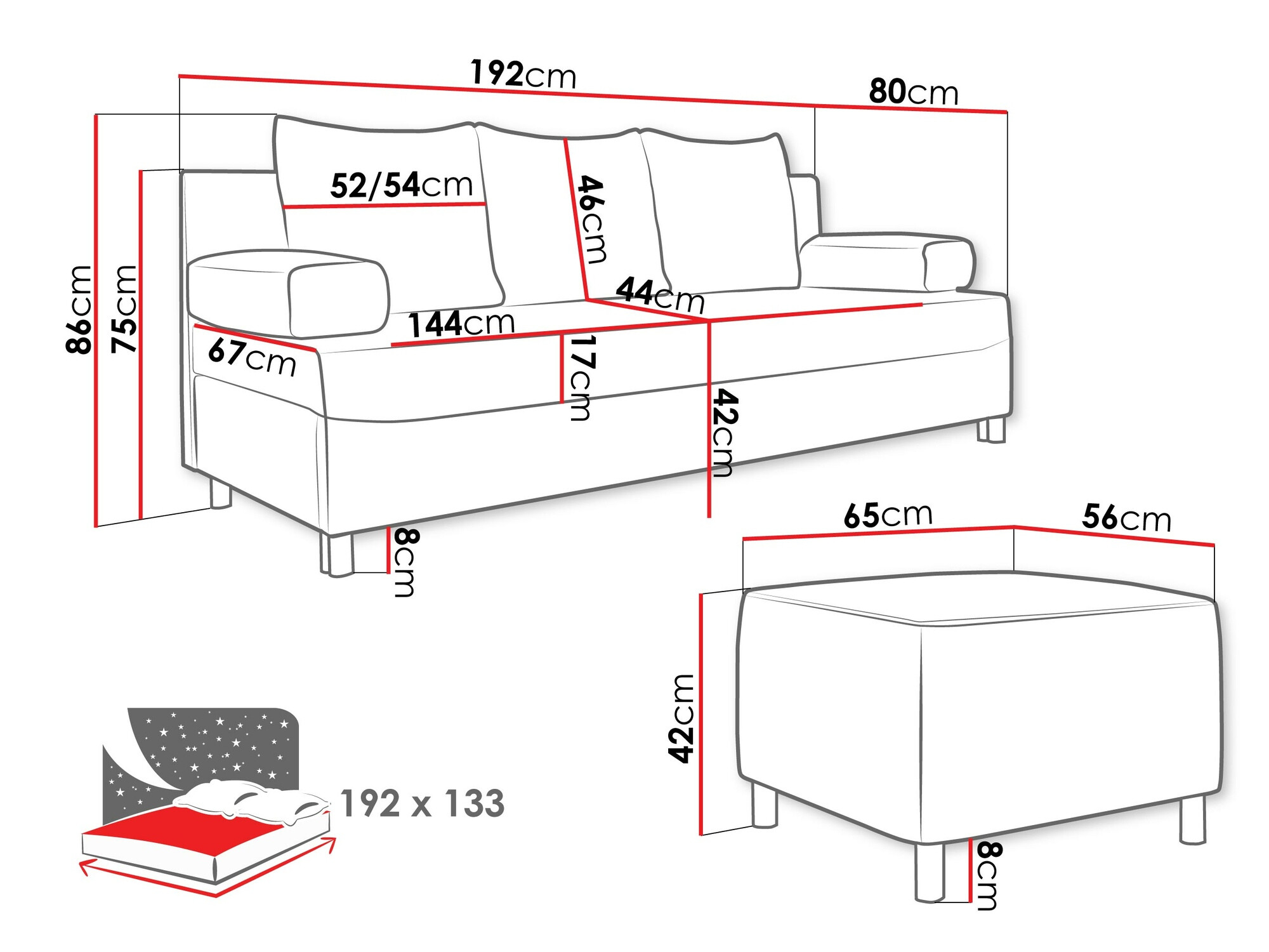 Minkštų baldų komplektas Comfivo Artes (Alova 36 + Alova 07)