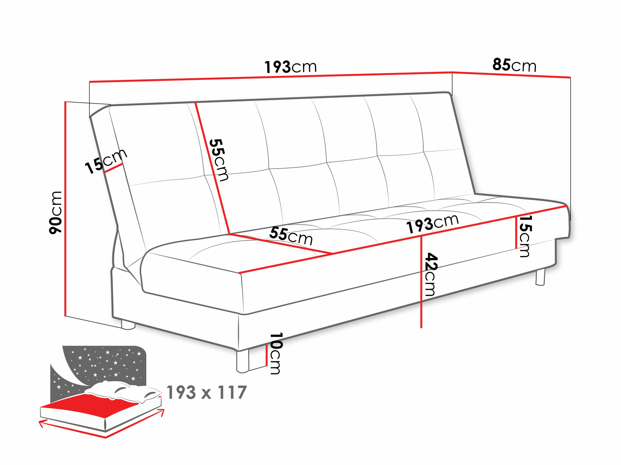 Sofa lova Columbus 184 (Poso 125)