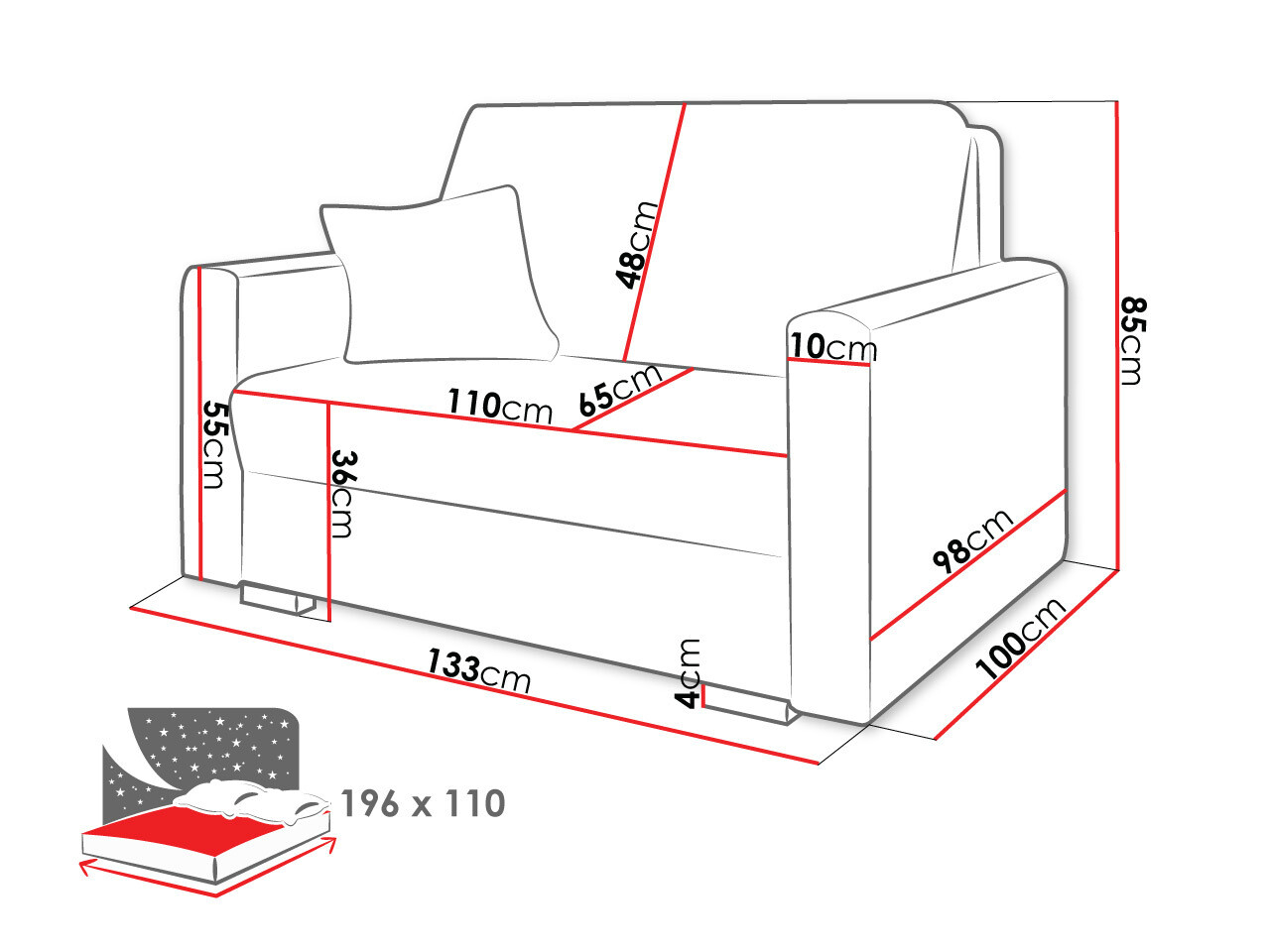 Sofa lova Columbus 206 (Tilia 86)