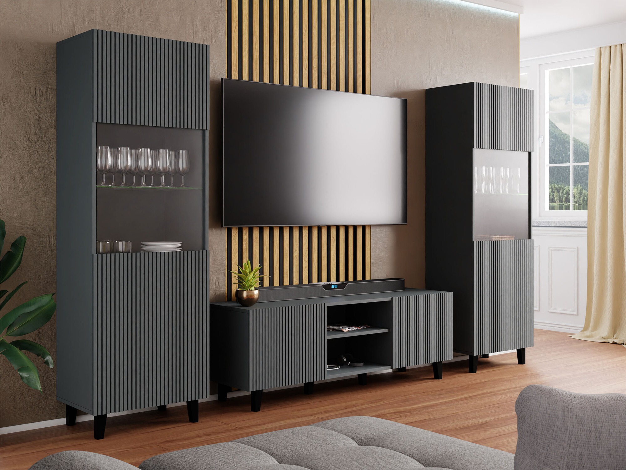 Svetainės komplektas Remeta 110 (Antracitas)