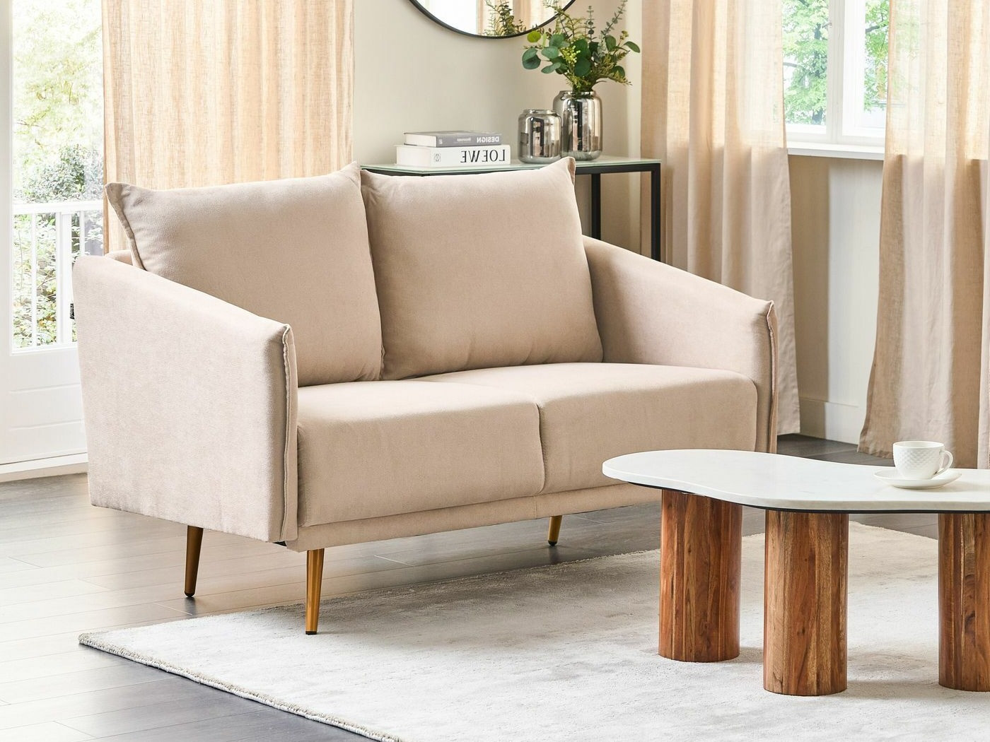 Minkštų baldų komplektas Berwyn 206 (Šviesi ruda + Auksinė)