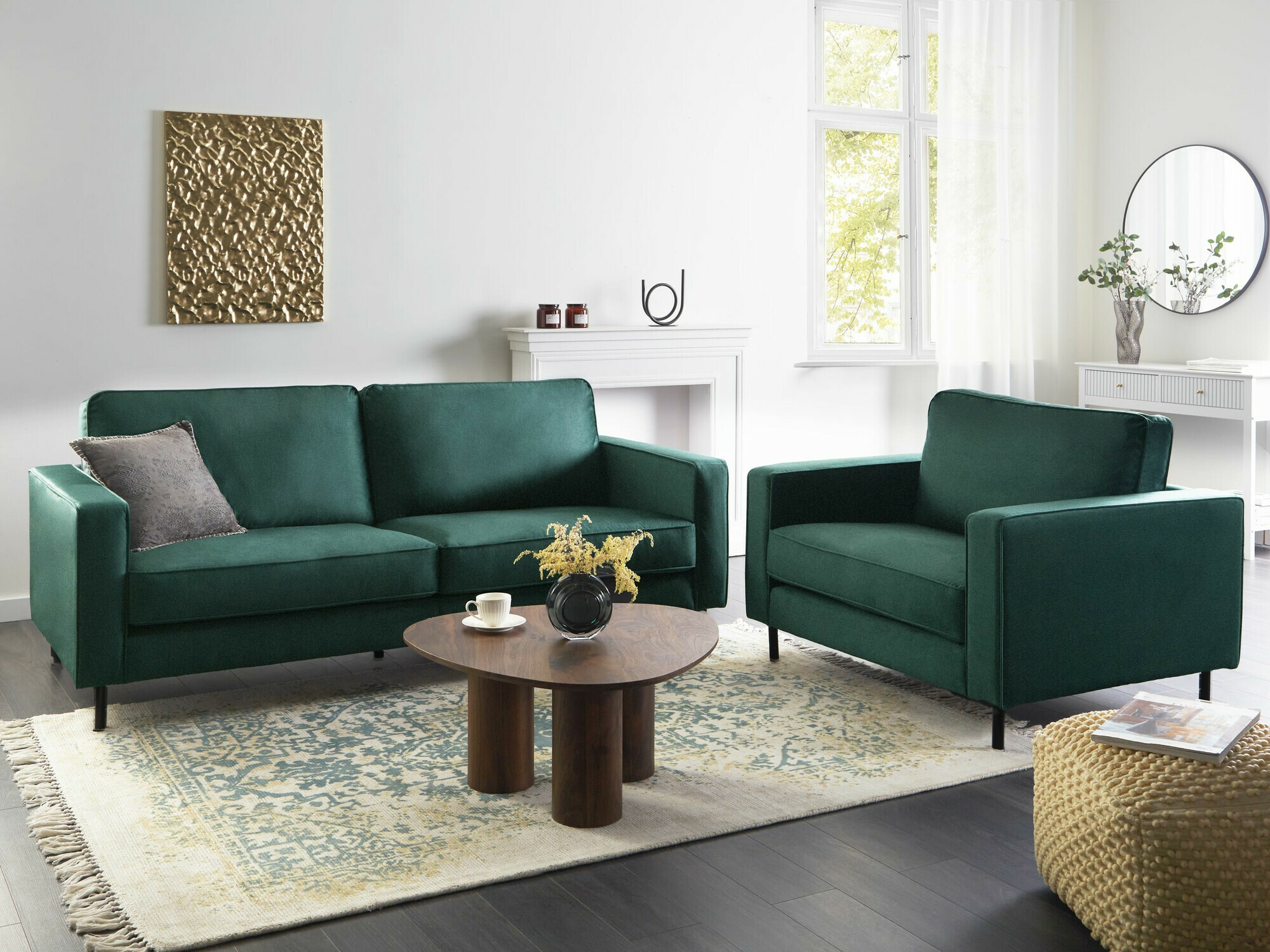 Minkštų baldų komplektas Berwyn 768 (Tamsi žalia)