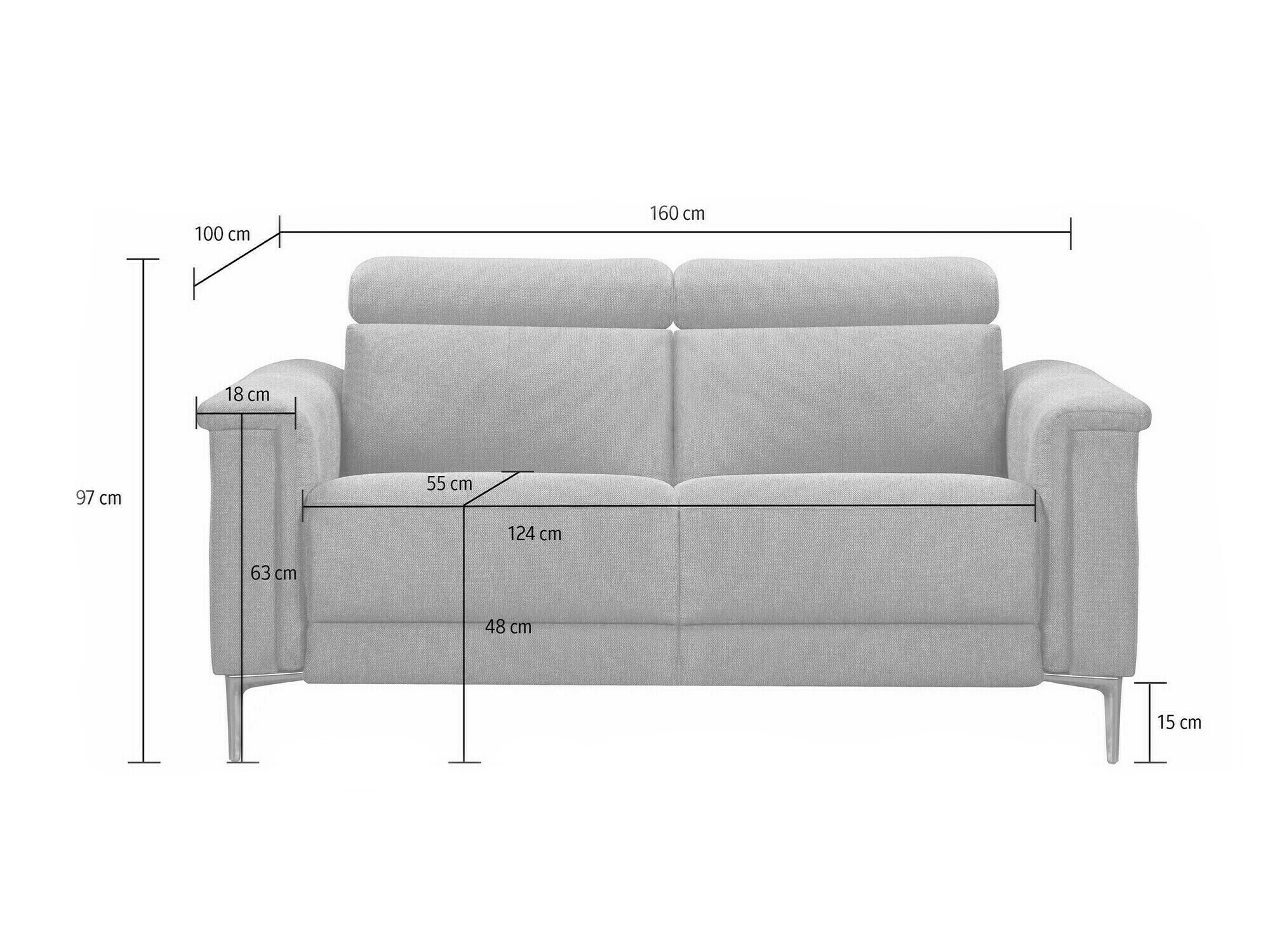 Sofa reglaineris Evamare 100 (Pilka)