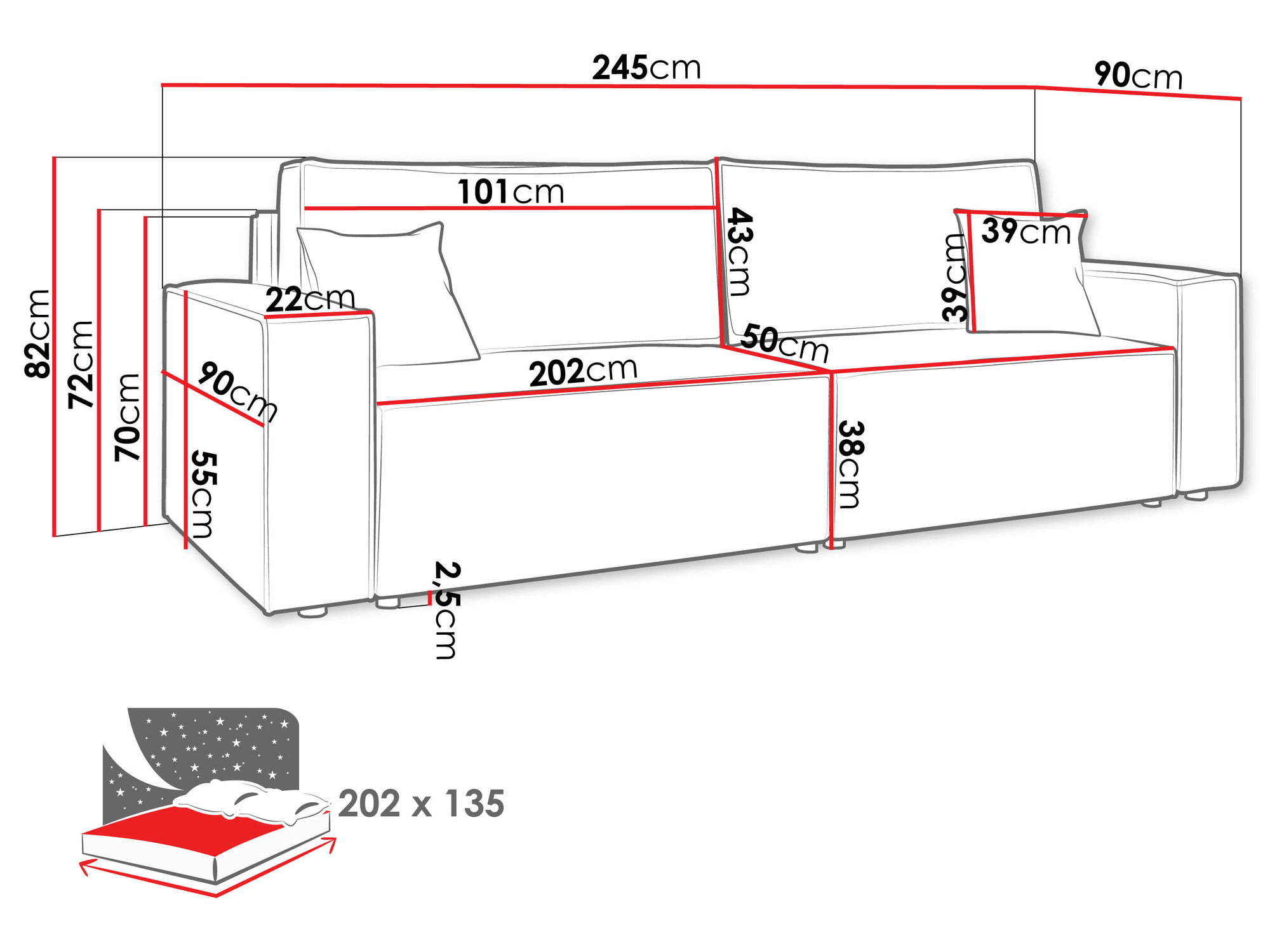 Sofa lova Shelton 105 (Poso 05)