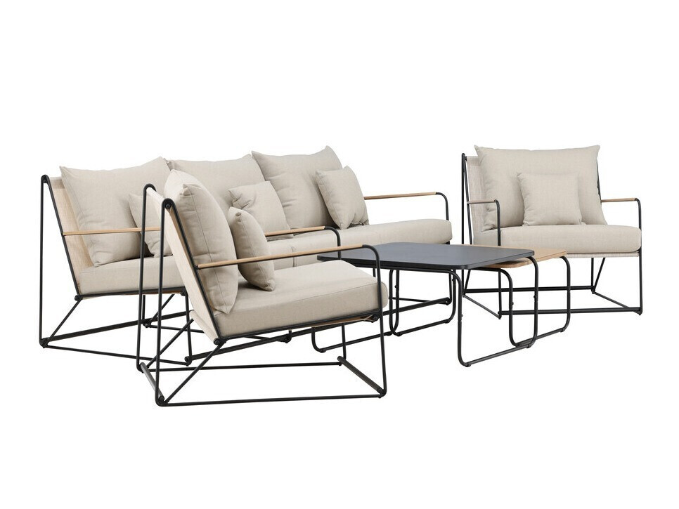 Lauko baldų komplektas Dallas 5286 (Juoda + Smėlinė)