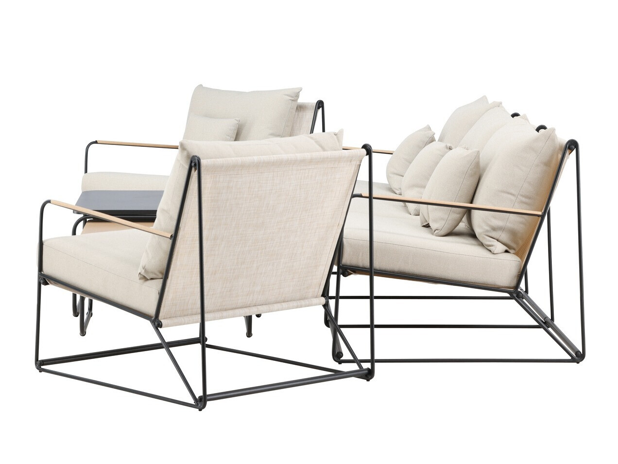 Lauko baldų komplektas Dallas 5286 (Juoda + Smėlinė)