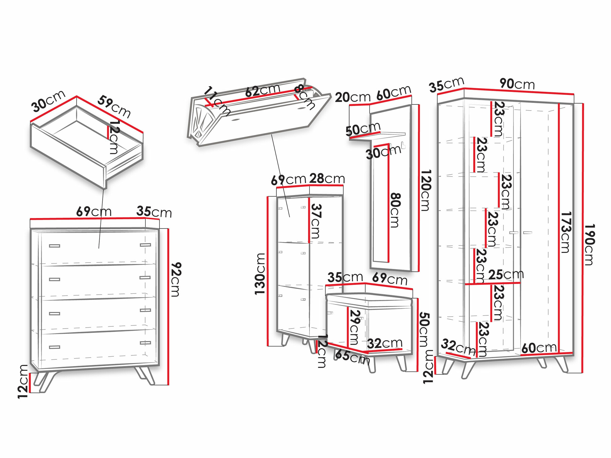 Prieškambario komplektas Levtena 105