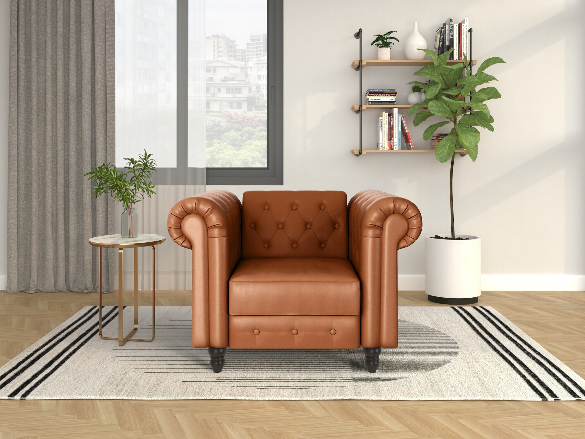 Chesterfield fotelis Tulsa 630 (Šviesi ruda)