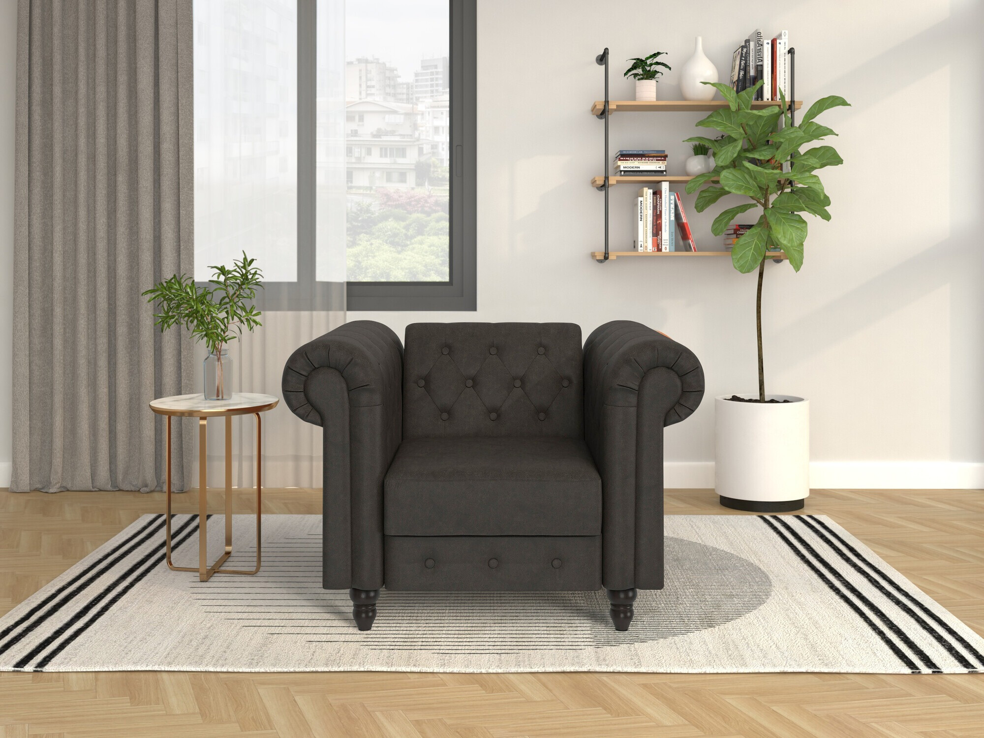 Chesterfield fotelis Tulsa 630 (Tamsi ruda)