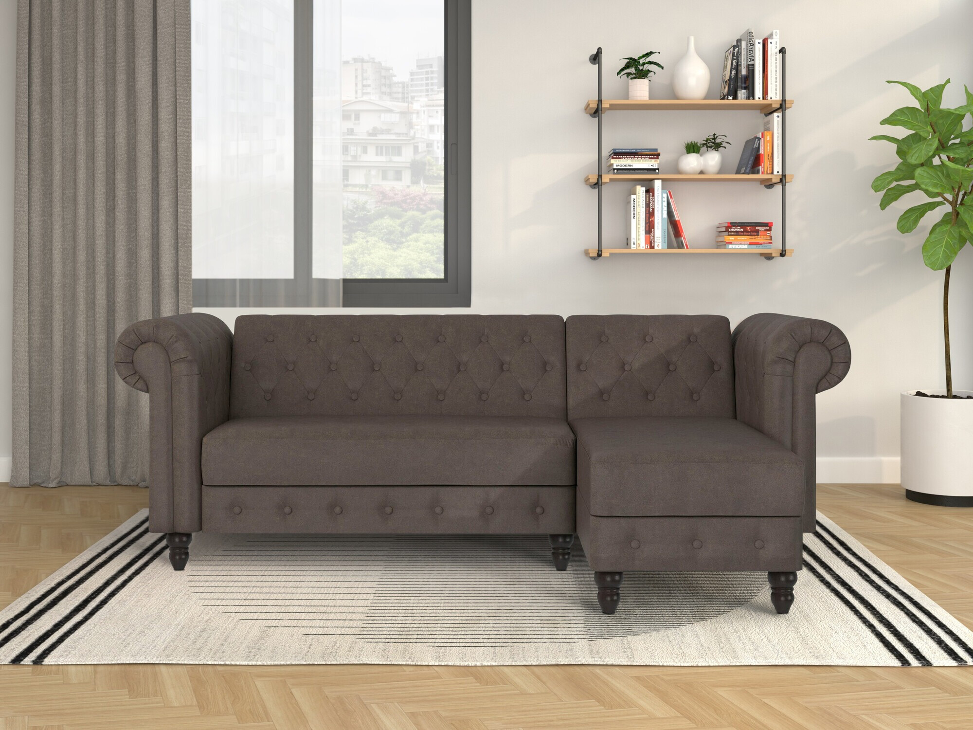 Chesterfield minkštas kampas Tulsa 622 (Ruda)