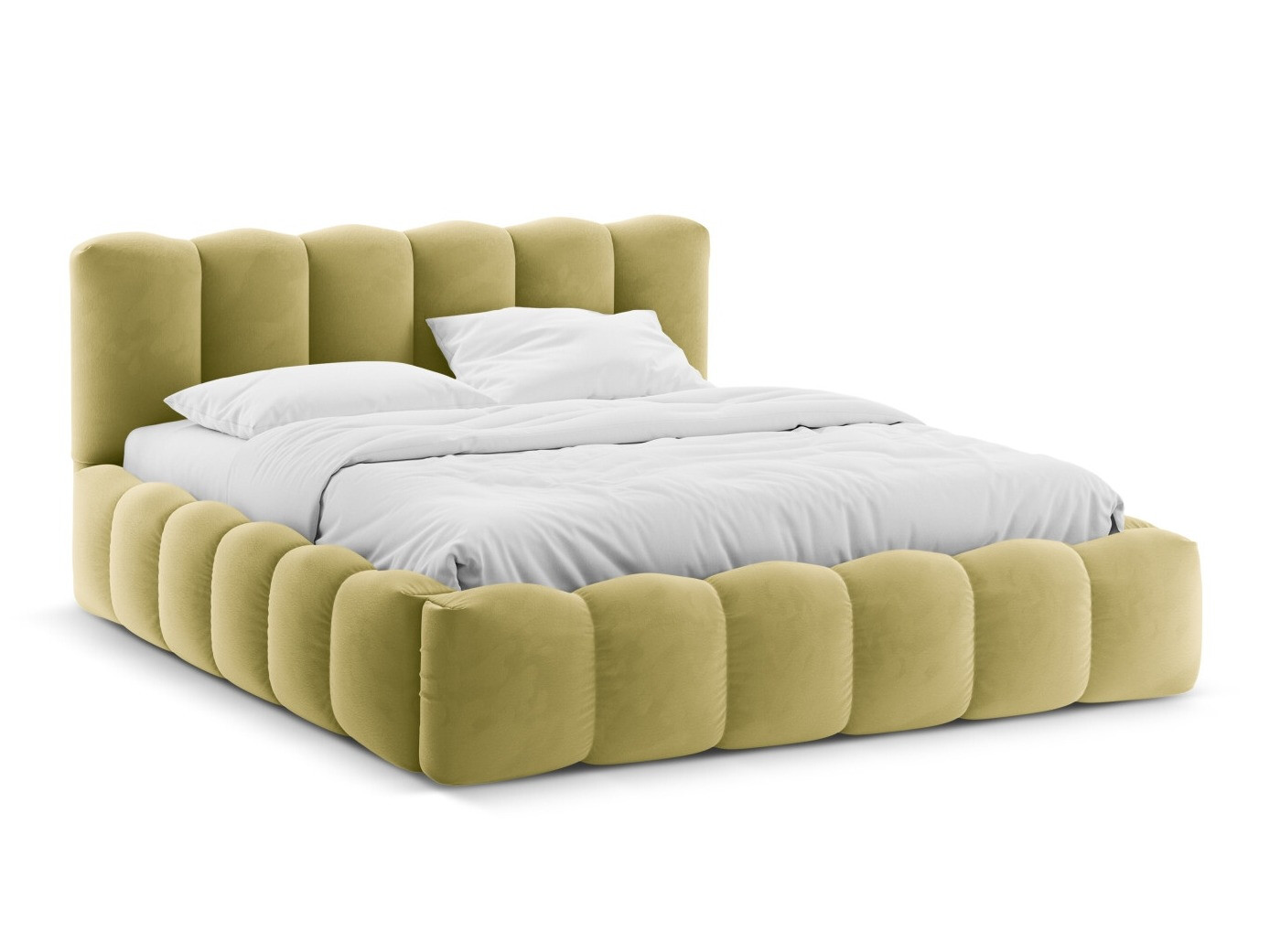 Geltonos lovos su patalynės dėže