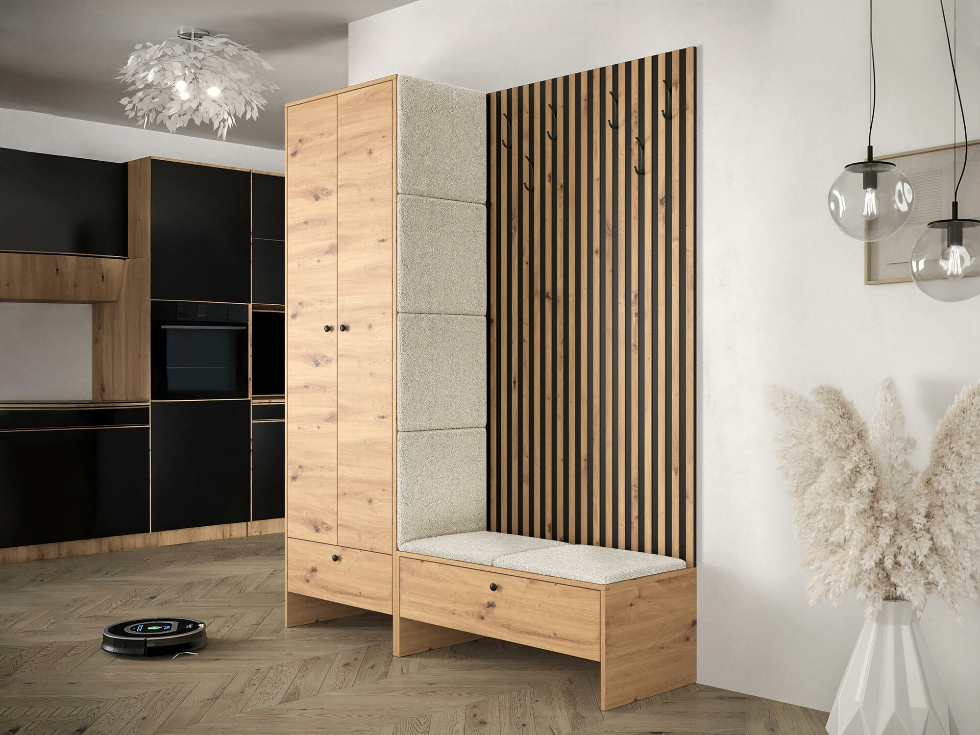 Prieškambario komplektas Donio III (Artisan ąžuolas + Abriamo 03)