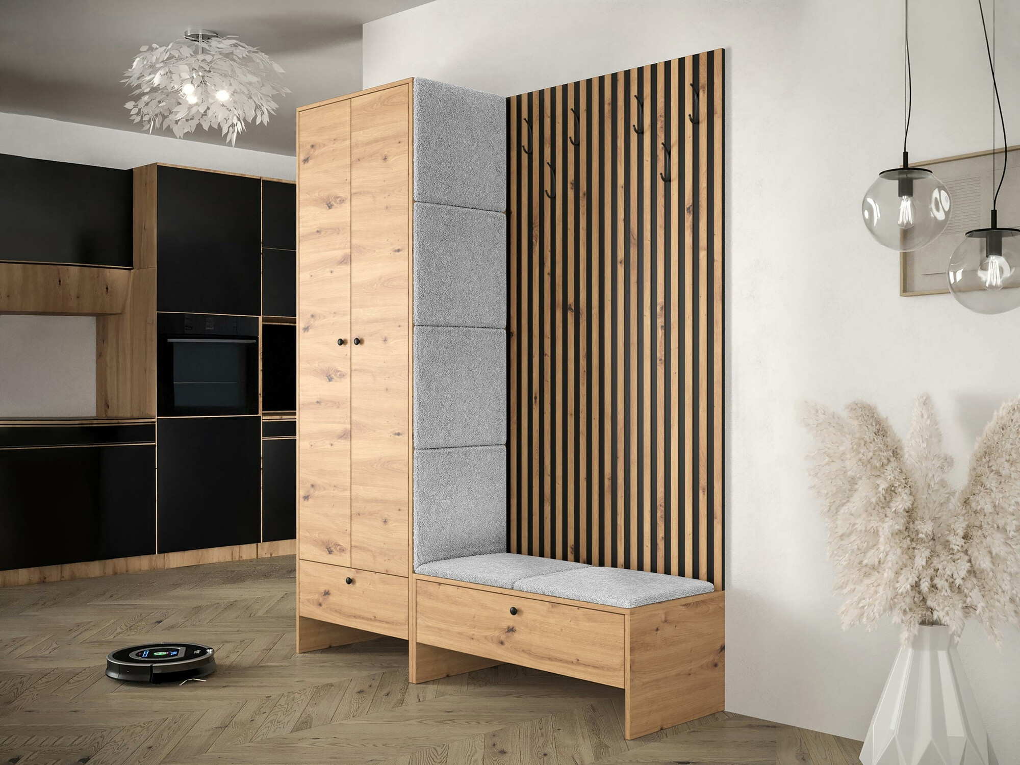 Prieškambario komplektas Donio III (Artisan ąžuolas + Abriamo 06)