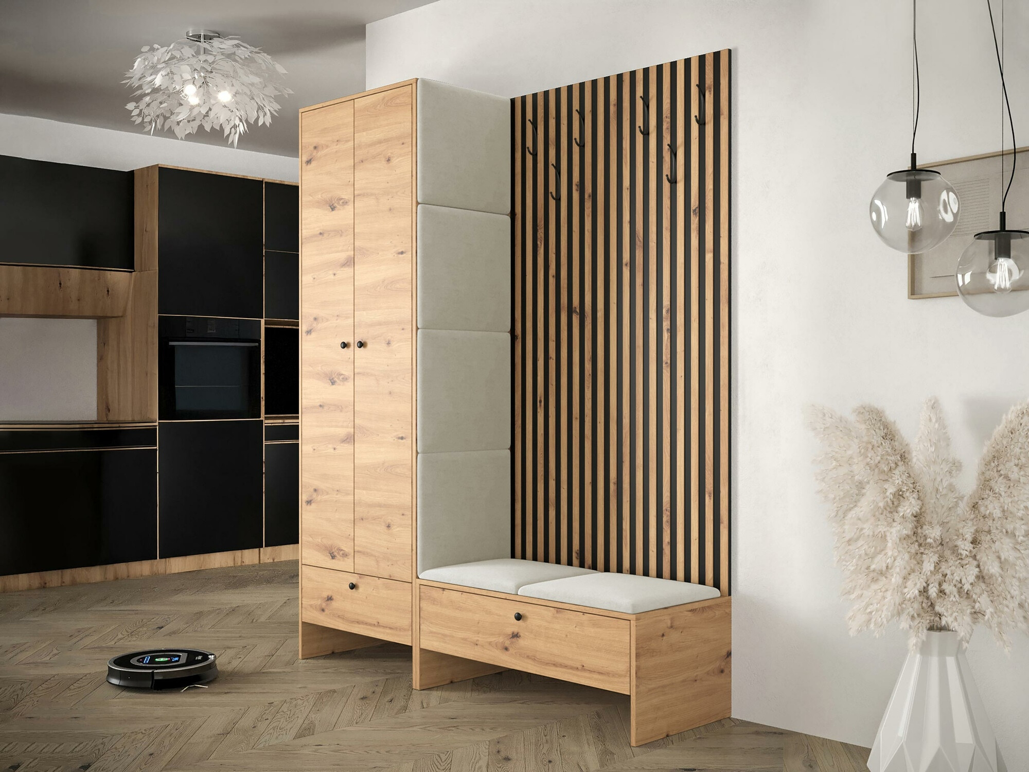 Prieškambario komplektas Donio III (Artisan ąžuolas + Manila 02)