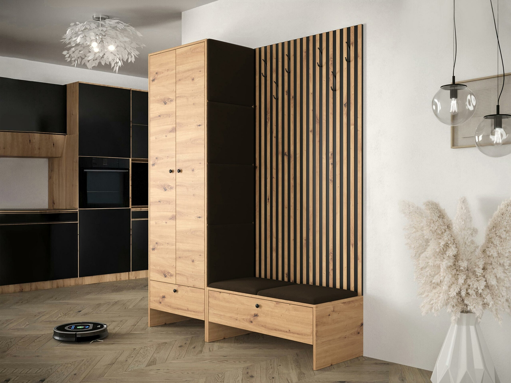 Prieškambario komplektas Donio III (Artisan ąžuolas + Manila 04)