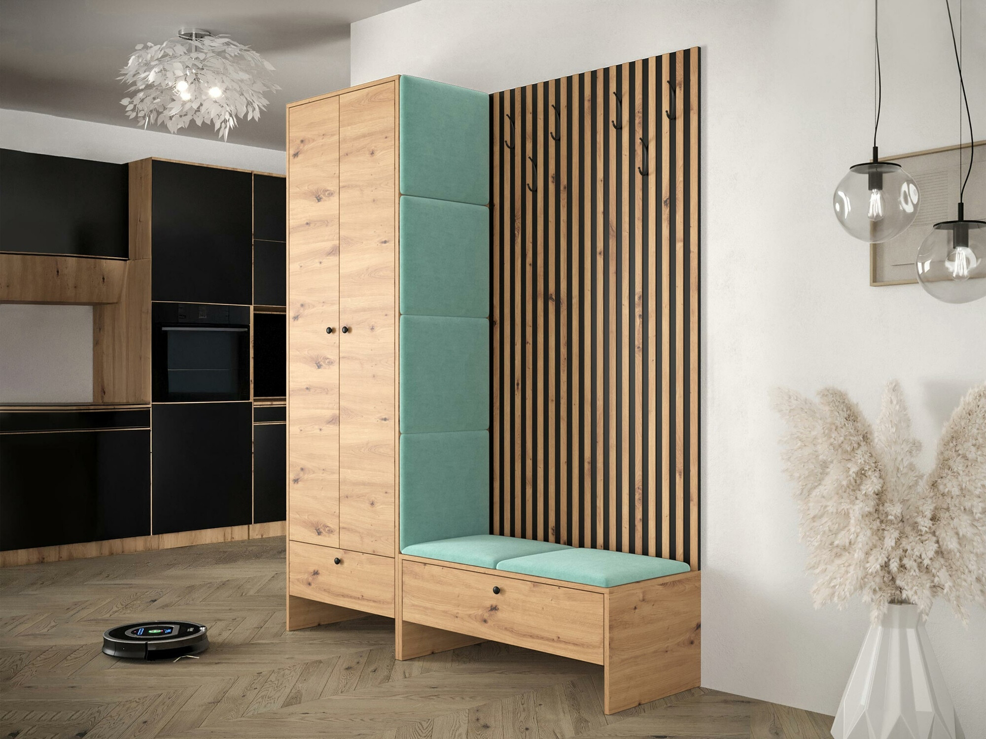 Prieškambario komplektas Donio III (Artisan ąžuolas + Manila 11)