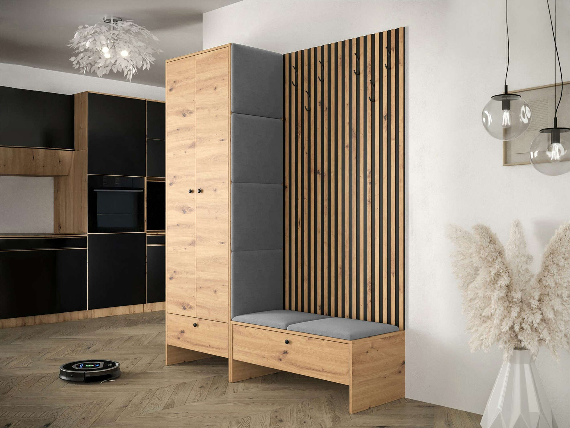Prieškambario komplektas Donio III (Artisan ąžuolas + Manila 16)