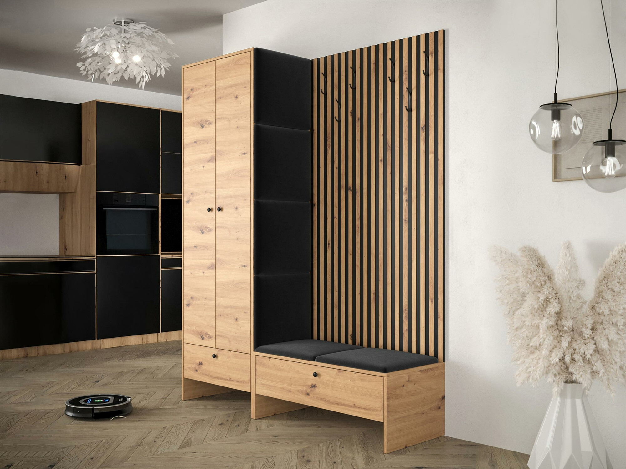 Prieškambario komplektas Donio III (Artisan ąžuolas + Manila 18)