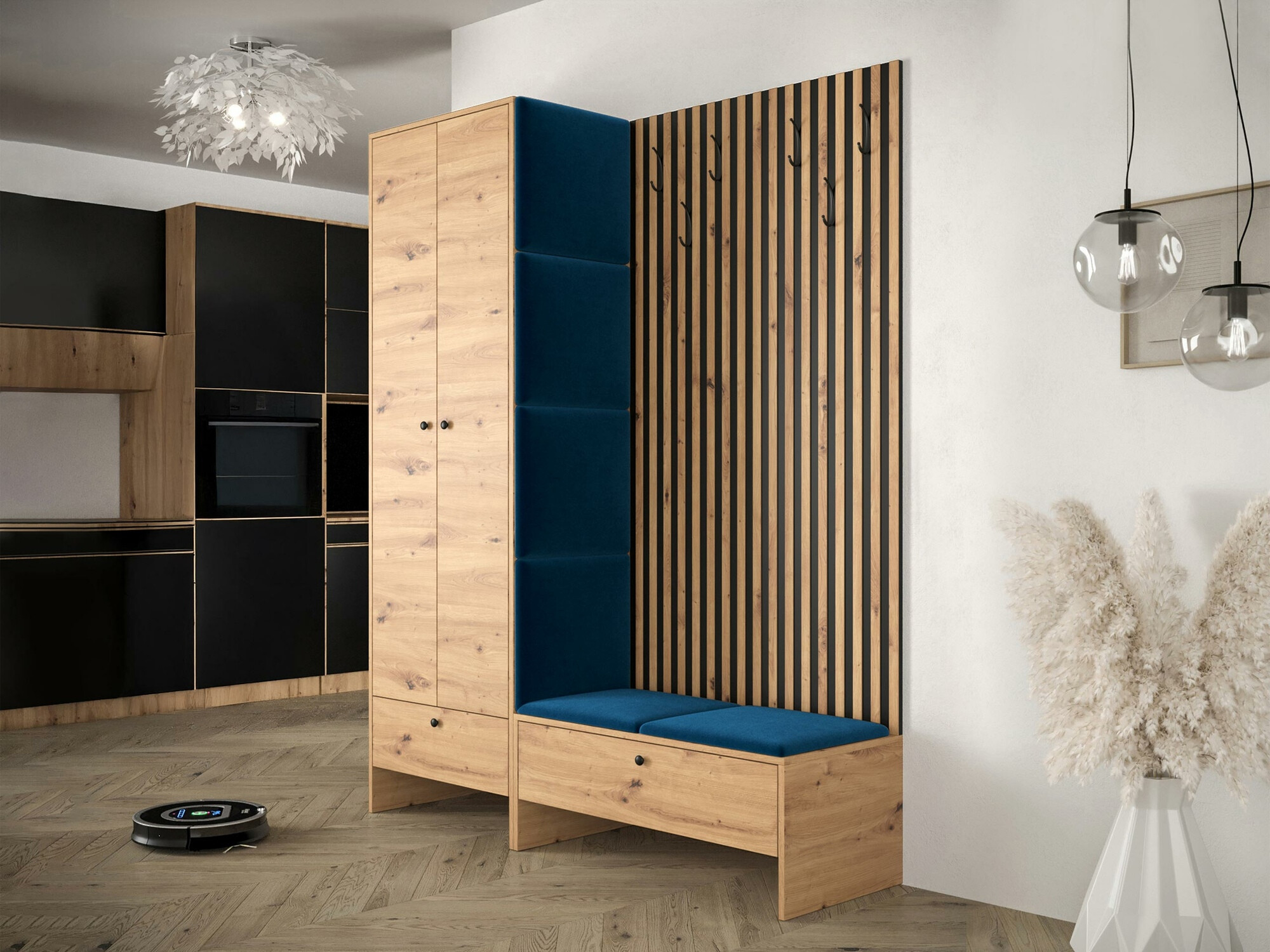 Prieškambario komplektas Donio III (Artisan ąžuolas + Manila 26)