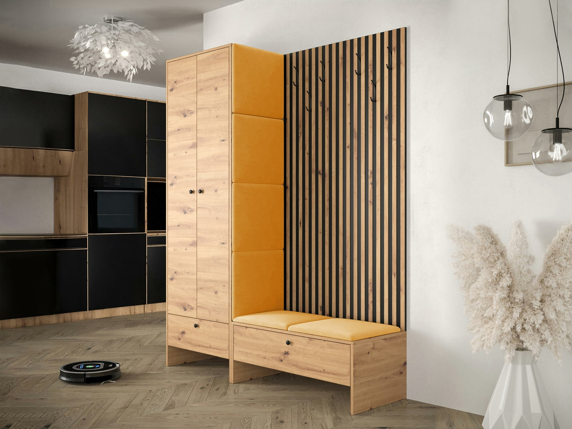 Prieškambario komplektas Donio III (Artisan ąžuolas + Manila 32)