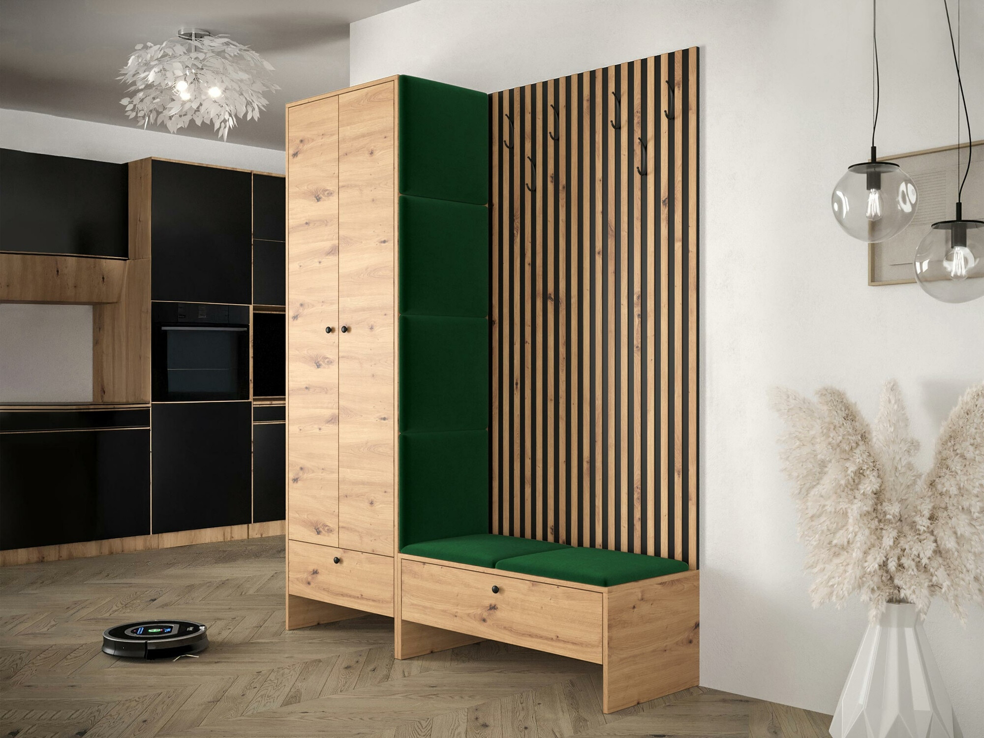 Prieškambario komplektas Donio III (Artisan ąžuolas + Manila 35)
