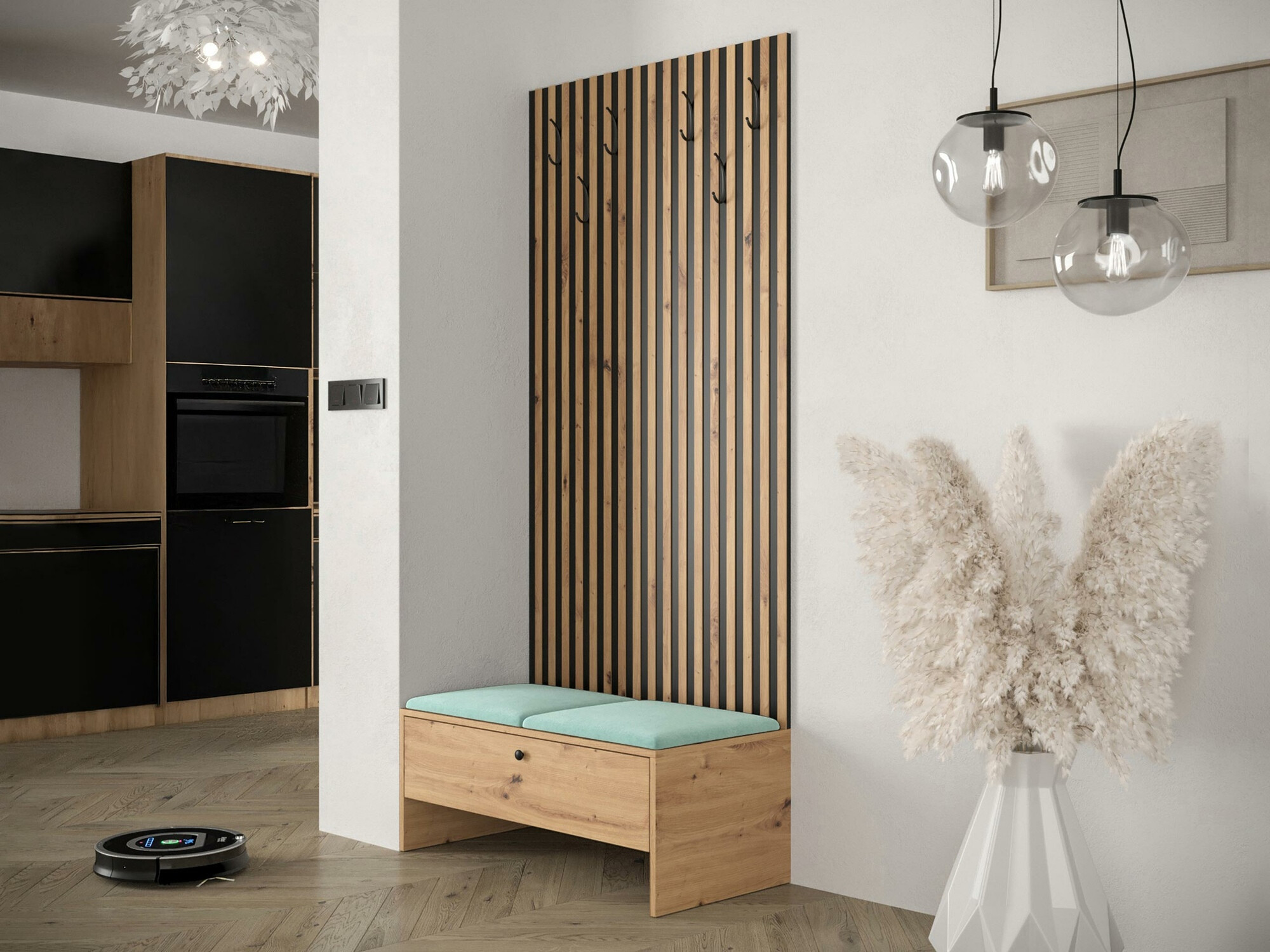 Prieškambario komplektas Donio IV (Artisan ąžuolas + Manila 11)