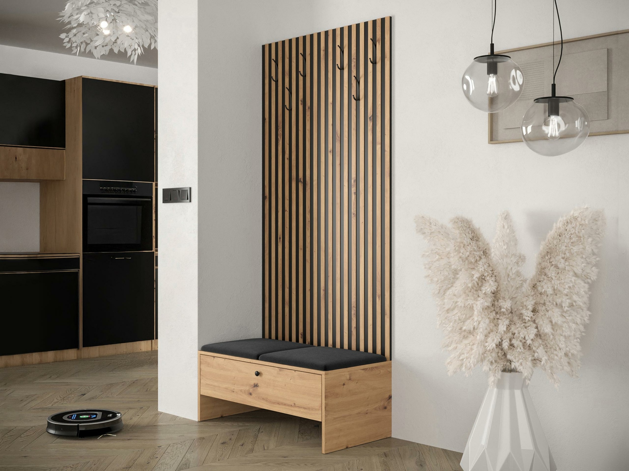 Prieškambario komplektas Donio IV (Artisan ąžuolas + Manila 18)