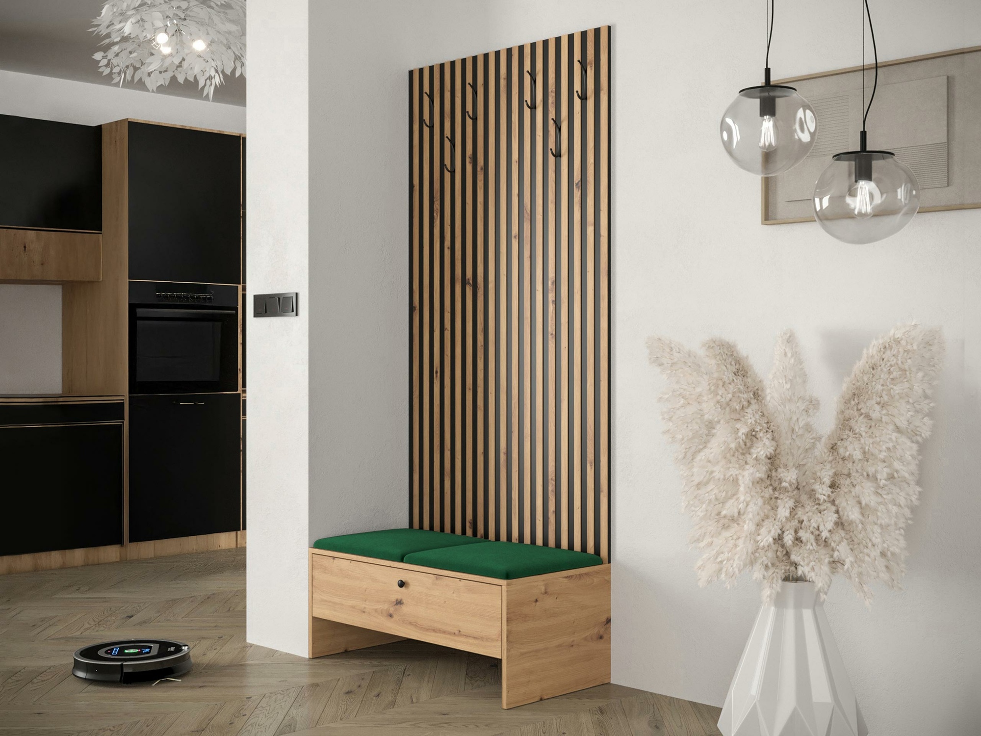 Prieškambario komplektas Donio IV (Artisan ąžuolas + Manila 35)