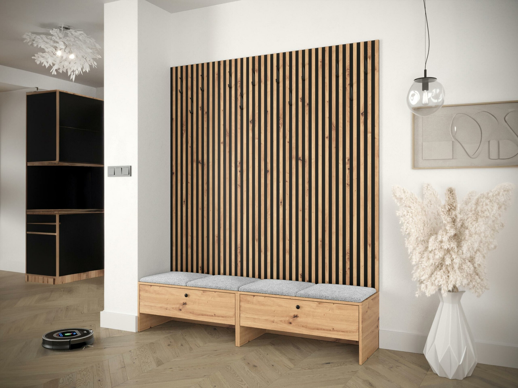 Prieškambario komplektas Donio V (Artisan ąžuolas + Abriamo 06)